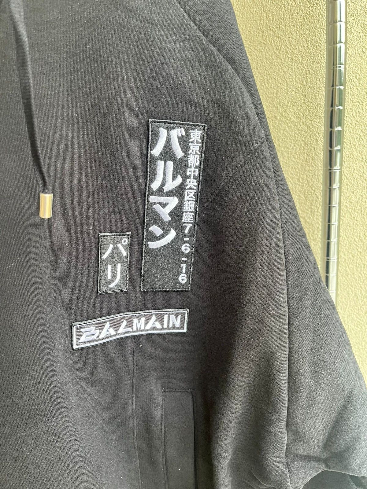 Balmain Layered Sleeve Tokyo Embroidered Logo Hoodie in Black Size US M / EU 48-50 / 2 - 10 Thumbnail
