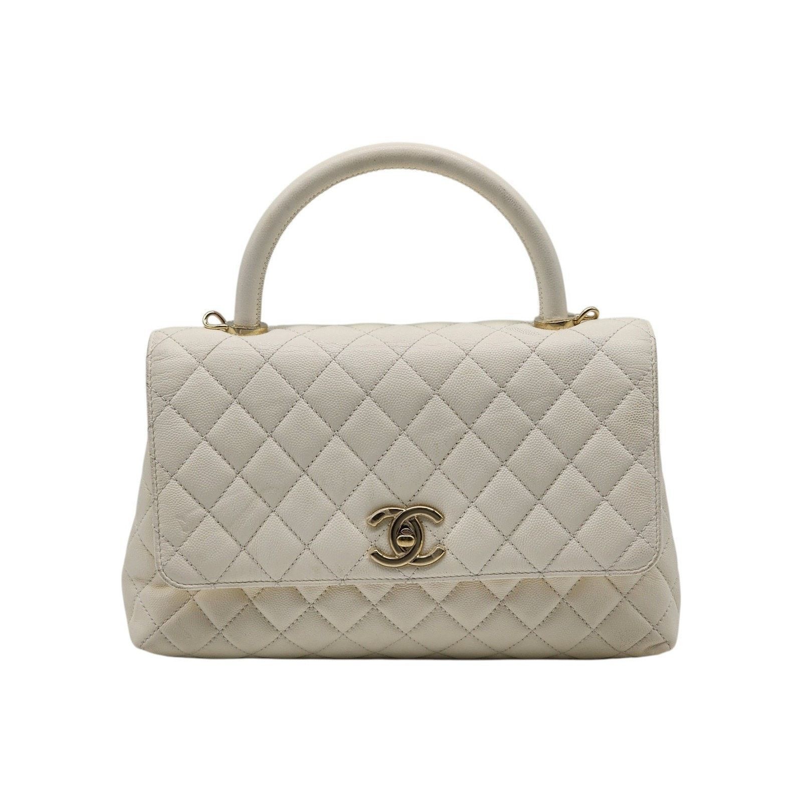 Chanel Coco Top Handle Leather Flap Shoulder Bag White - Preowned Size ONE SIZE - 1 Thumbnail