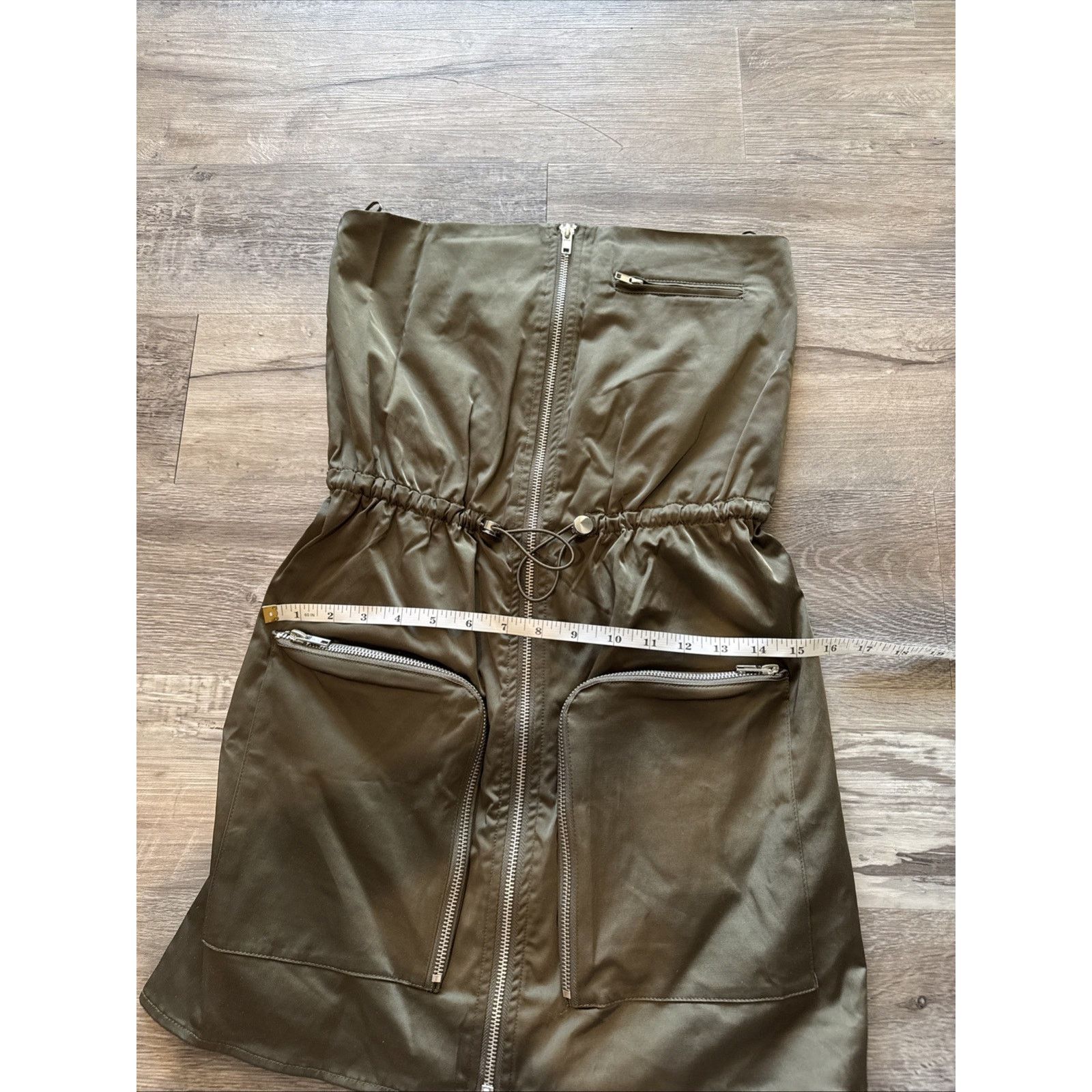 Zara NWT Zara Size S Dark Khaki Strapless Dress Brand New Size S / US 4 / IT 40 - 6 Thumbnail