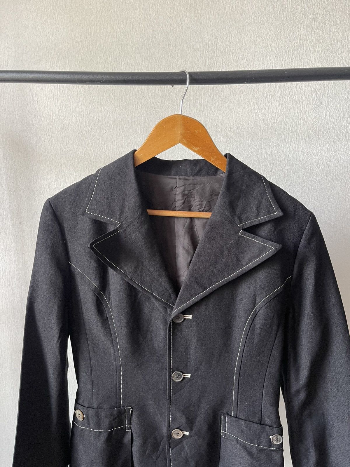 Issey Miyake 80s Issey Miyake Blazer White Stiching Size M / US 6-8 / IT 42-44 - 3 Thumbnail