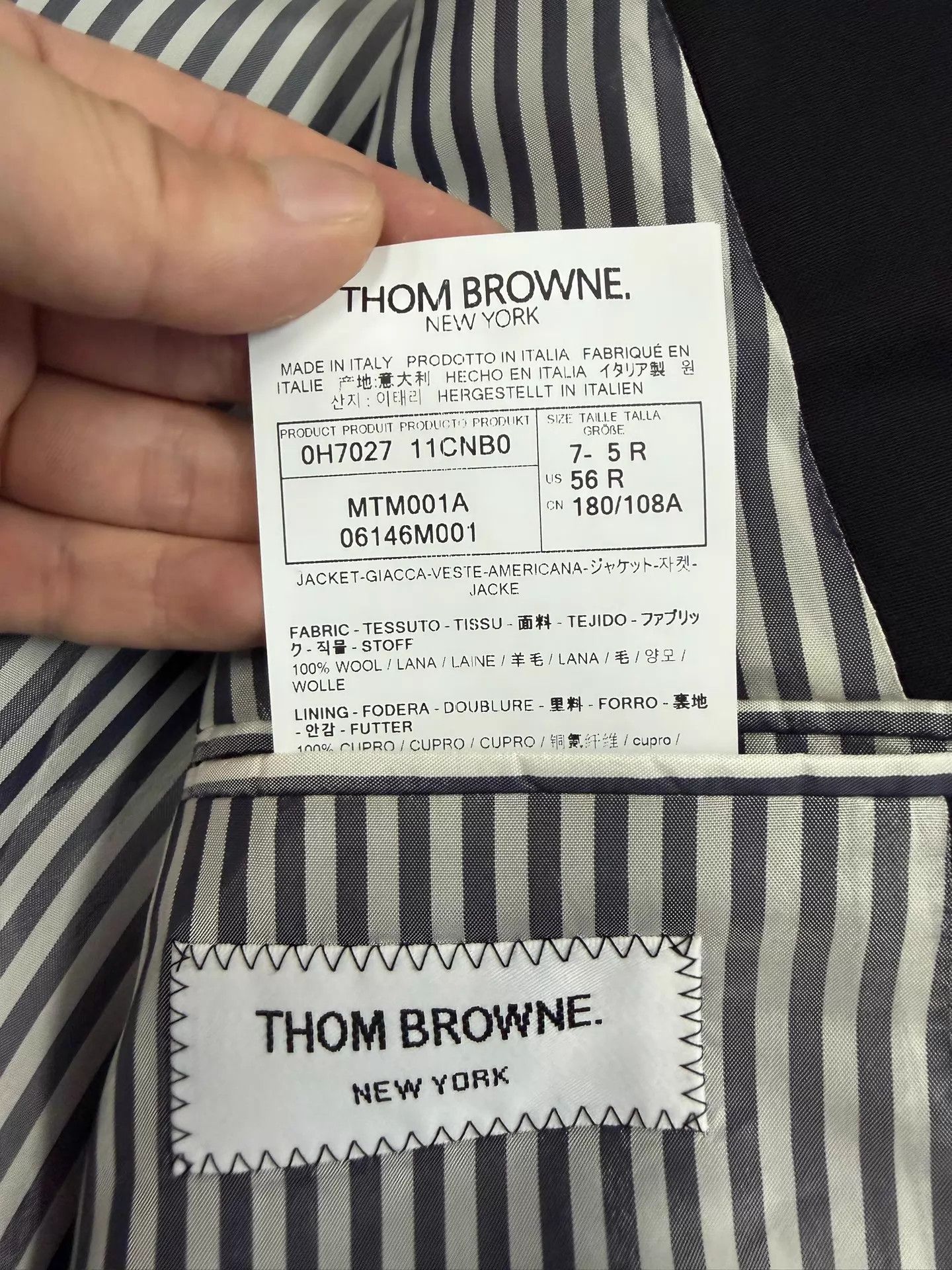 Thom Browne Thom Browne Men's MTM 4-Bar Black Wool Suit Size US XL / EU 56 / 4 - 5 Thumbnail