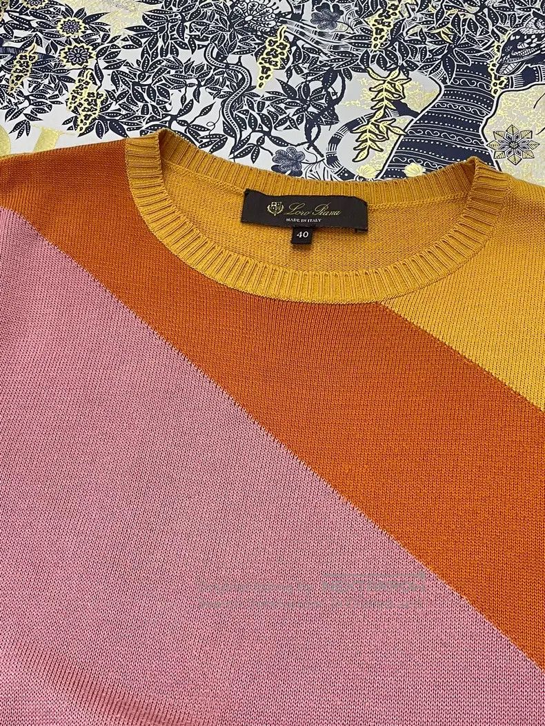 Loro Piana Loro Piana Yellow color block knit short sleeve top Size XS / US 0-2 / IT 36-38 - 3 Thumbnail