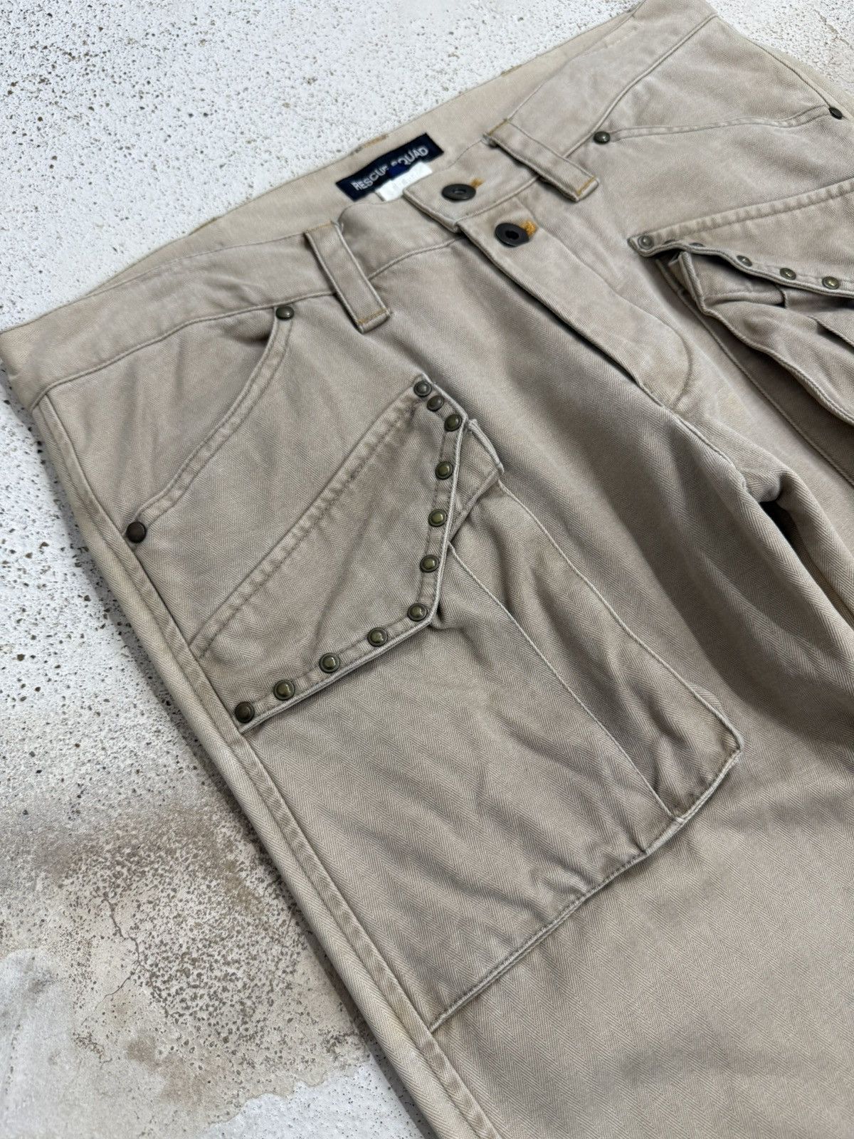 Japanese Brand Vintage Y2K Rescue Squad Studded Pocket High Oz Denim Size US 32 / EU 48 - 7 Thumbnail