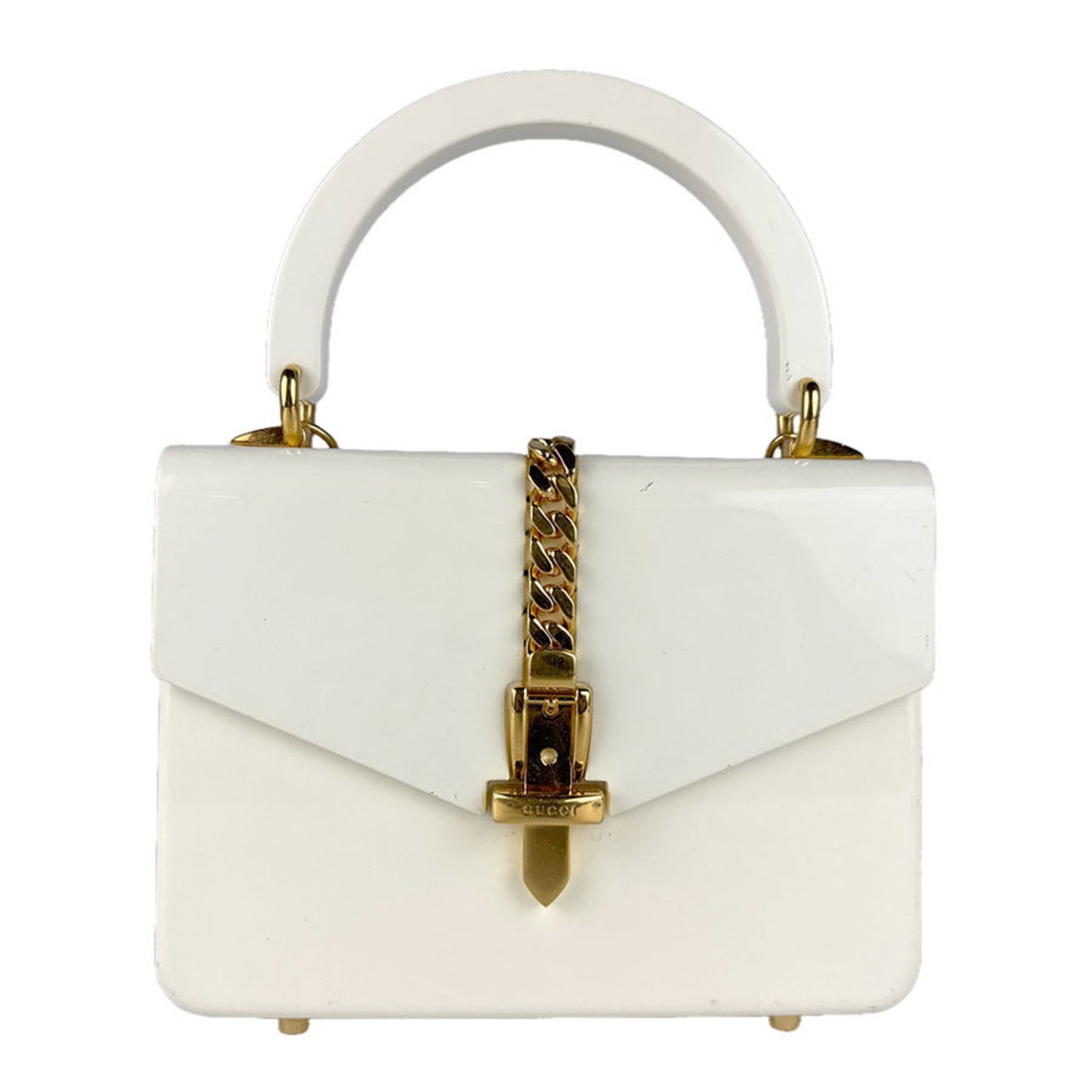 Gucci Gucci Sylvie 1969 handbag/shoulder bag in acrylic and metal, ivory, women's, 589482, free shipping, z8898 Size ONE SIZE - 1 Thumbnail