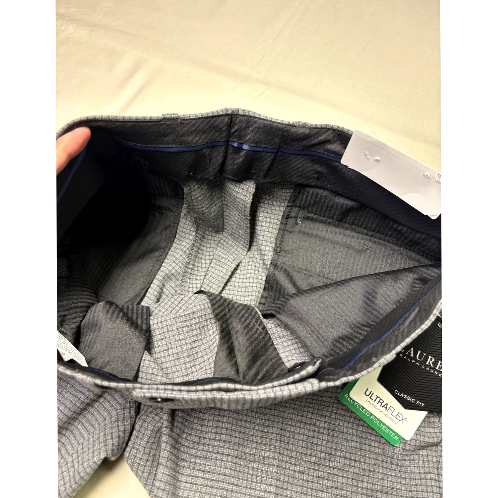 Ralph Lauren NWT Lauren Ralph Lauren Ultraflex Grey Micro Check Dress Pants 33W x 32L Classic Mens Dress Pants Gray Check Ultraflex Size US 33 - 5 Thumbnail