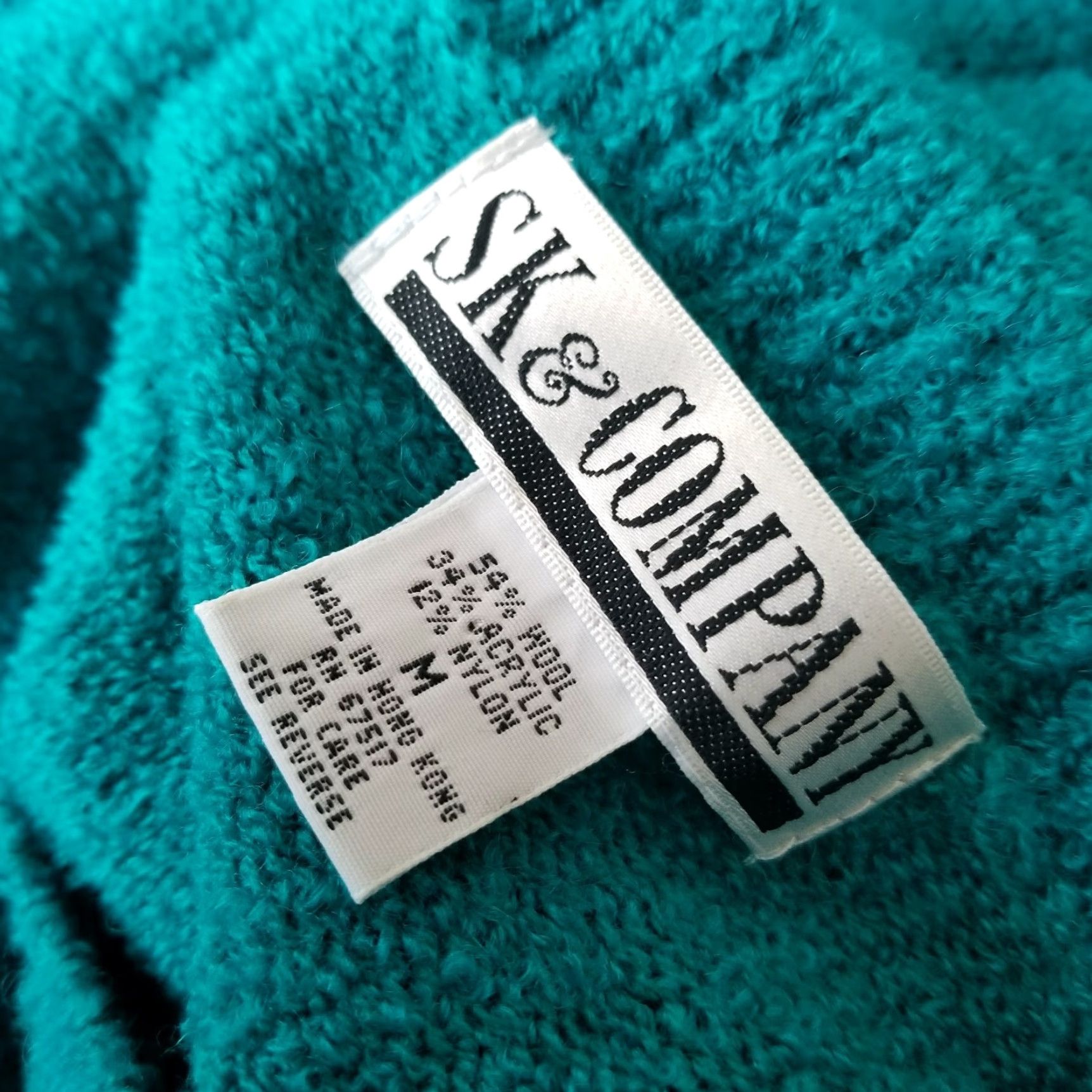 Vintage VINTAGE SK & COMPANY Womens Teal Green Knit Sweater M Wool Blend Crewneck Sweater, Teal, 54% Wool 34% Acrylic 12% Nylon, Size M, Women Size M / US 6-8 / IT 42-44 - 7 Thumbnail