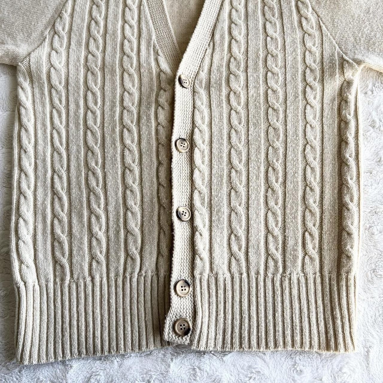 Other Vintage Cardigan Sweater Womens Medium Cream 70s Cable Knit Size M / US 6-8 / IT 42-44 - 4 Thumbnail