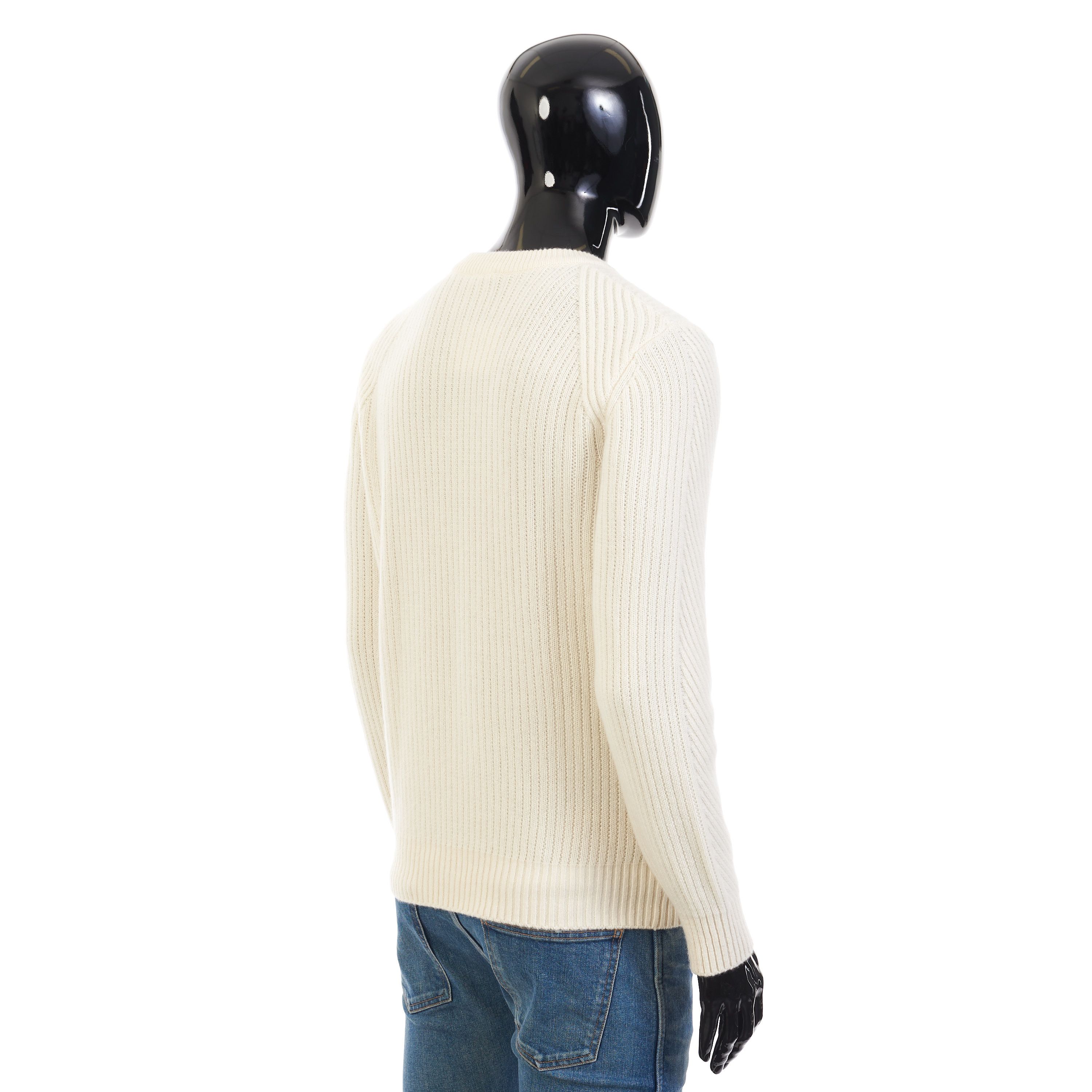 Brioni Ivory White Crew Neck Sweater - Sustainable Cashmere Size US XL / EU 56 / 4 - 6 Thumbnail