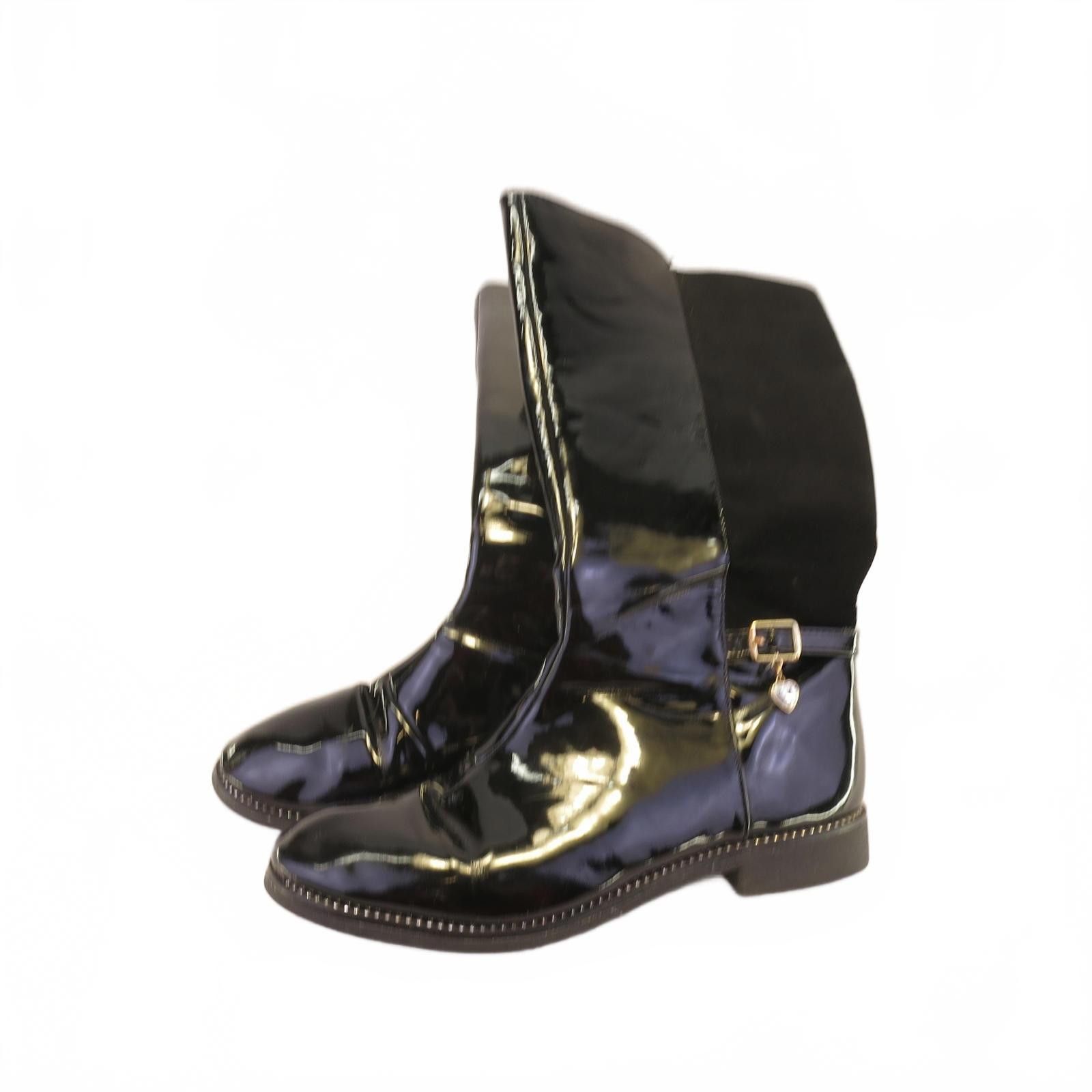 Designer Children's Place Faux Patent Leather Tall Boots Size 4Y Size US 4 / IT 34 - 1 Thumbnail