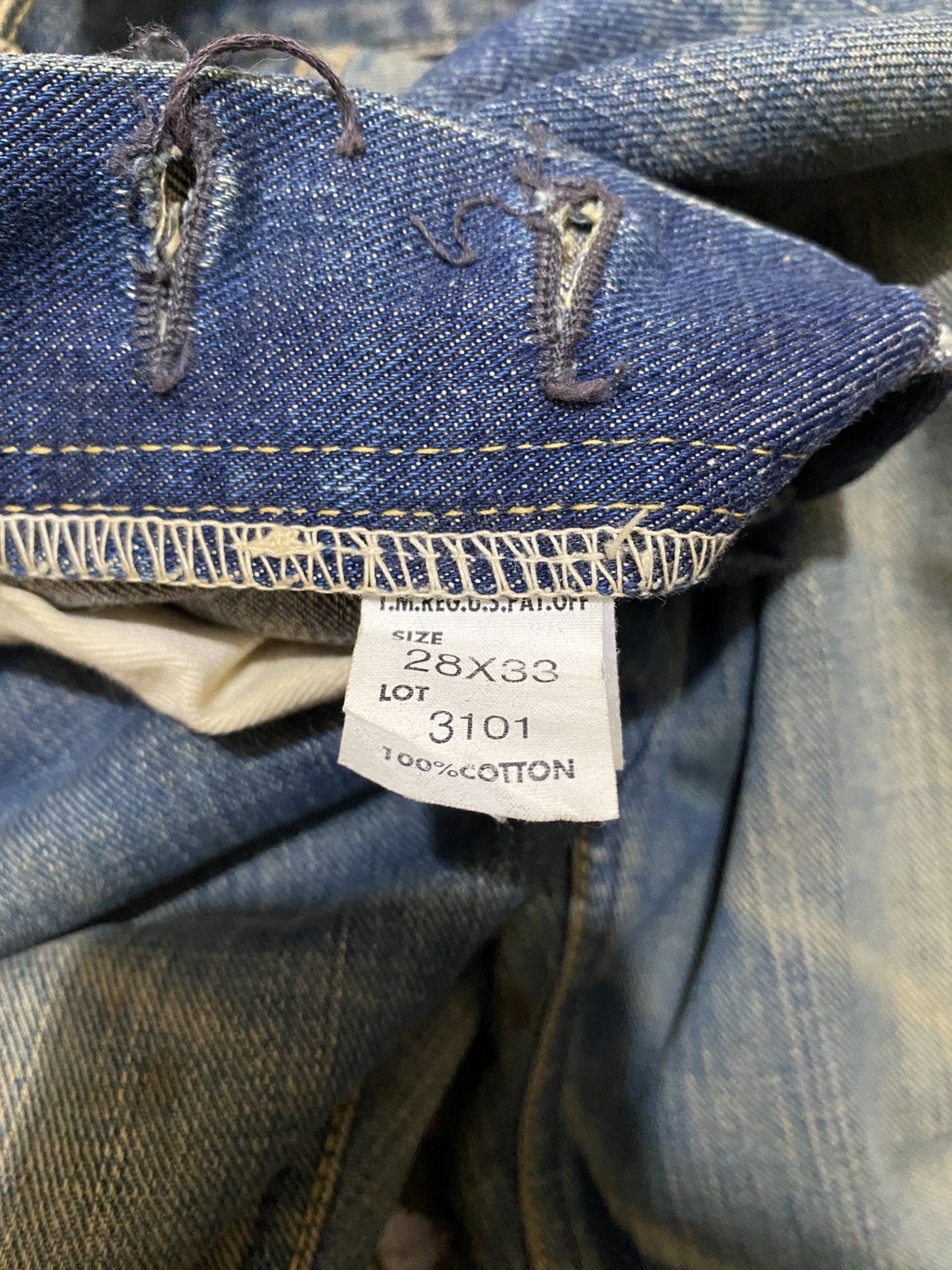 Lee 40s Repro Lee Cowboy Distressed Selvedge Denim Size US 29 - 12 Thumbnail