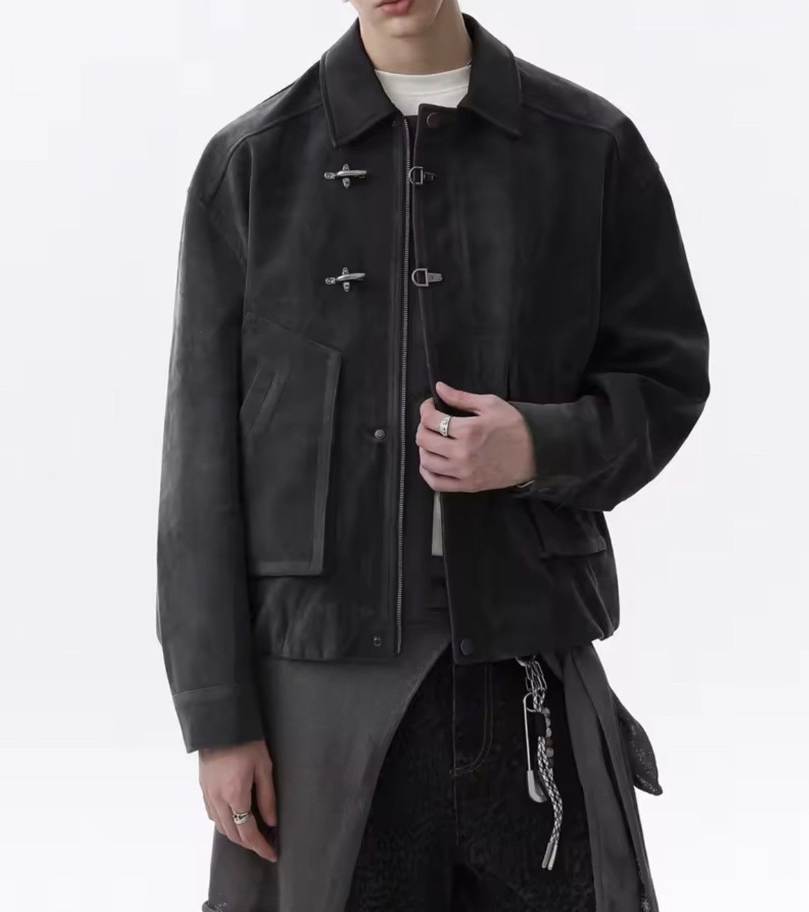 Japanese Brand Toggle Button Collar Pu Leather Jacket Size US XXL / EU 58 / 5 - 5 Thumbnail
