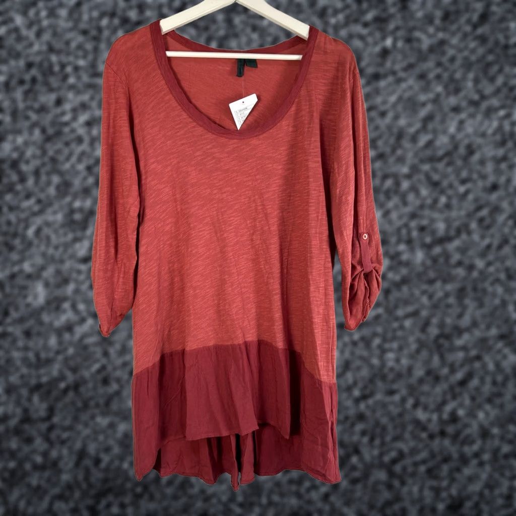 Anthropologie Anthropologie Left of Center Tunic Top Scoop Neck Corset Back Red Womens Large Size L / US 10 / IT 46 - 1 Thumbnail