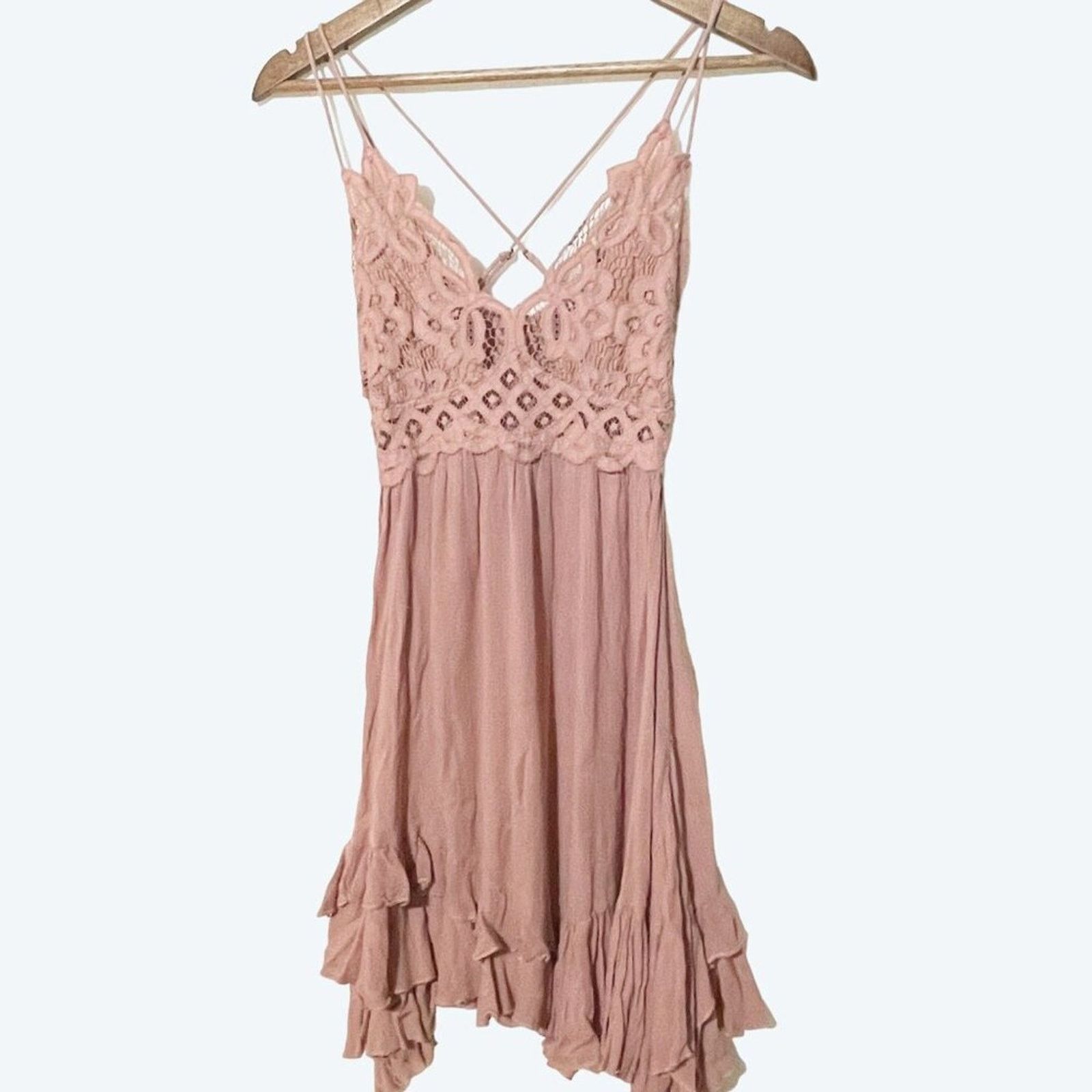 Free People Free People Adella Slip Dress Tiered Rose Pink Small NWT Size S / US 4 / IT 40 - 2 Thumbnail