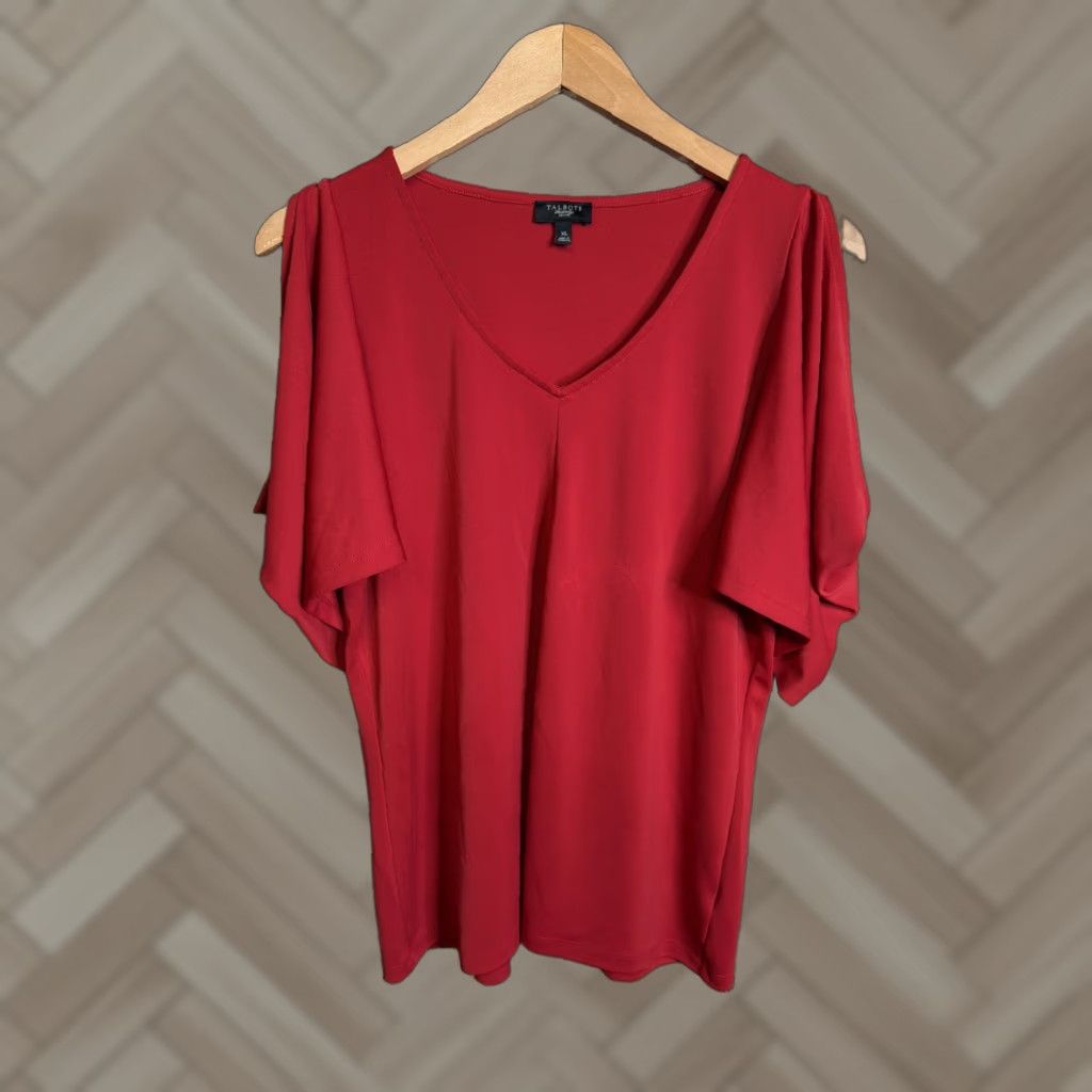 Talbots Talbots Blouse XL Red V-Neck 3/4 Sleeve Button Detail Petite Womens Regular Shirt Size XL / US 12-14 / IT 48-50 - 1 Thumbnail