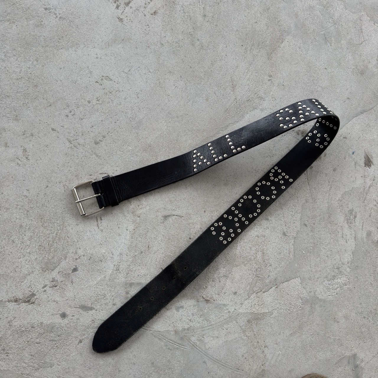 Allsaints Vintage AllSaints Rocks Studded Leather Belt Silver Punk Y2K Size ONE SIZE - 1 Thumbnail