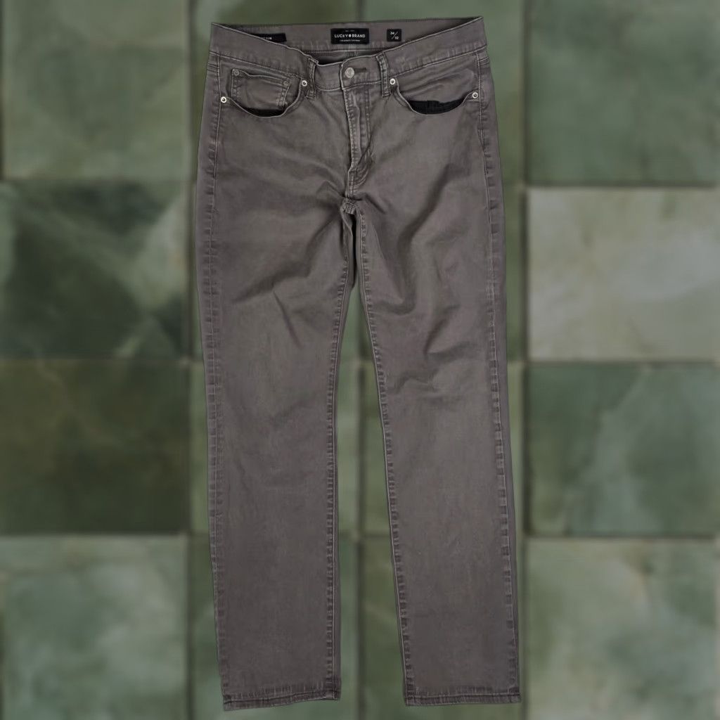 Lucky Brand Lucky Brand 121 Slim Pants Mens 34x32 Gray Chino Gorpcore Casual Outdoors Chino Slimming Mens Size US 34 / EU 50 - 1 Thumbnail