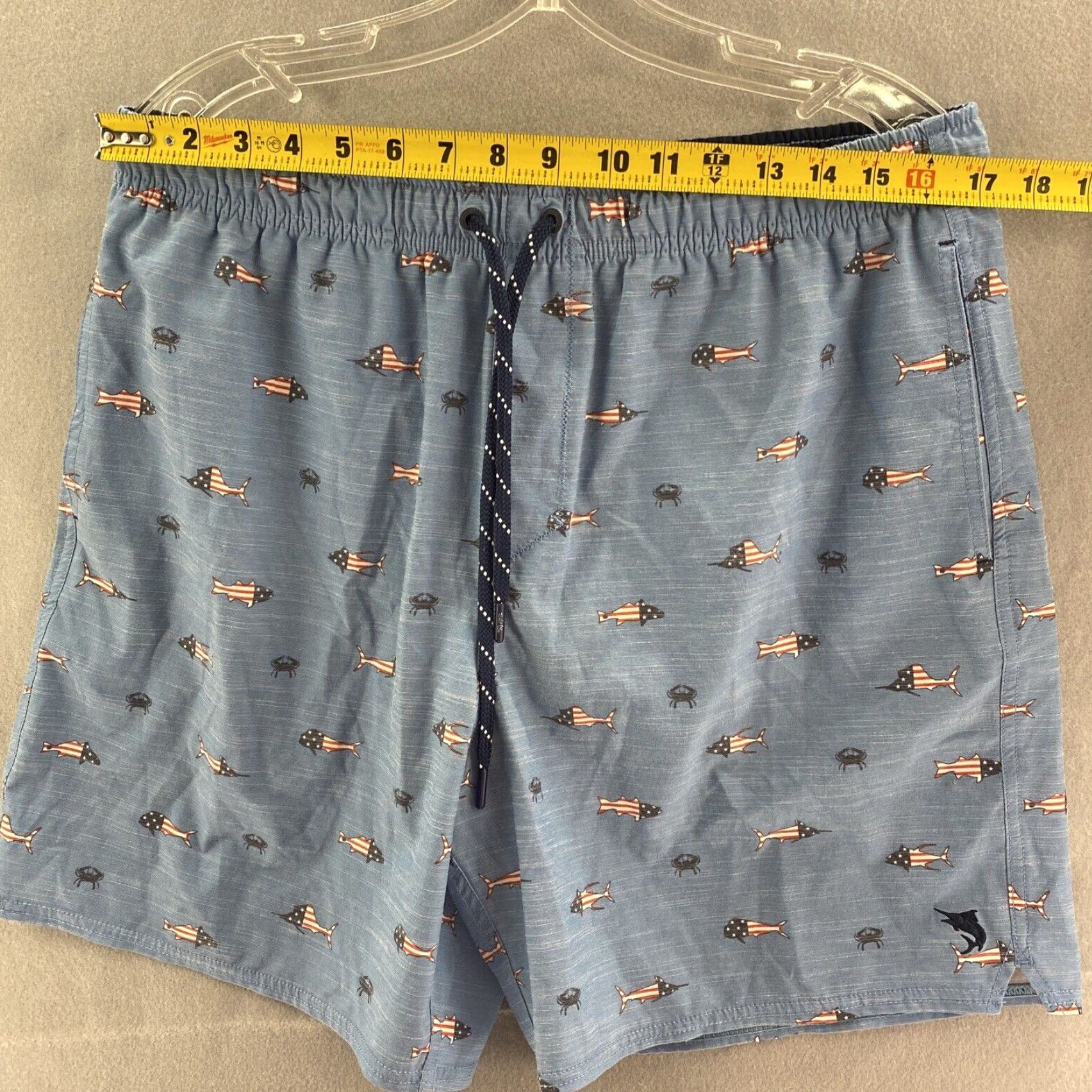 Vintage Salt Life Swim Trunks Men’s XL Blue Surfing Board Short Drawstring Fish AOP Size US 36 / EU 52 - 4 Thumbnail