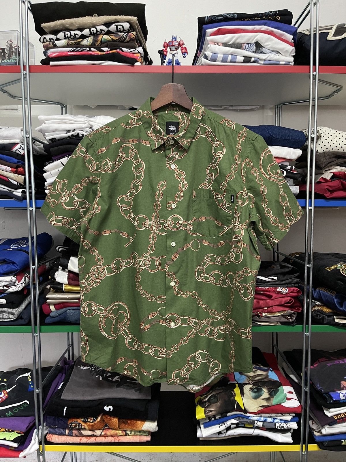 Stussy Stussy bamboo chain baroque logo shirt olive green Size US L / EU 52-54 / 3 - 1 Thumbnail
