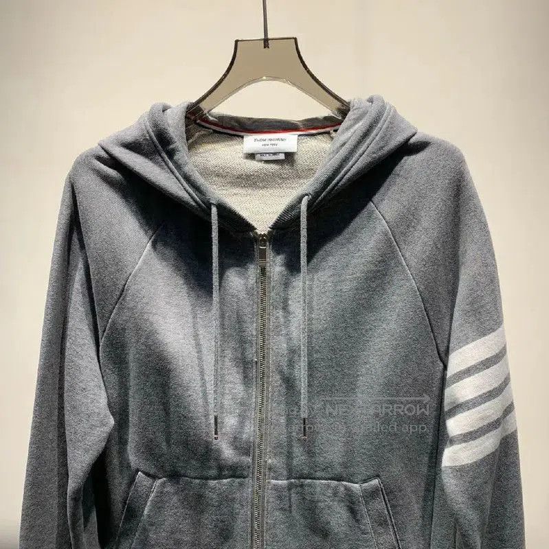 Thom Browne Thom Browne Gray Cotton Zip-Up Hoodie . Size US M / EU 48-50 / 2 - 3 Thumbnail