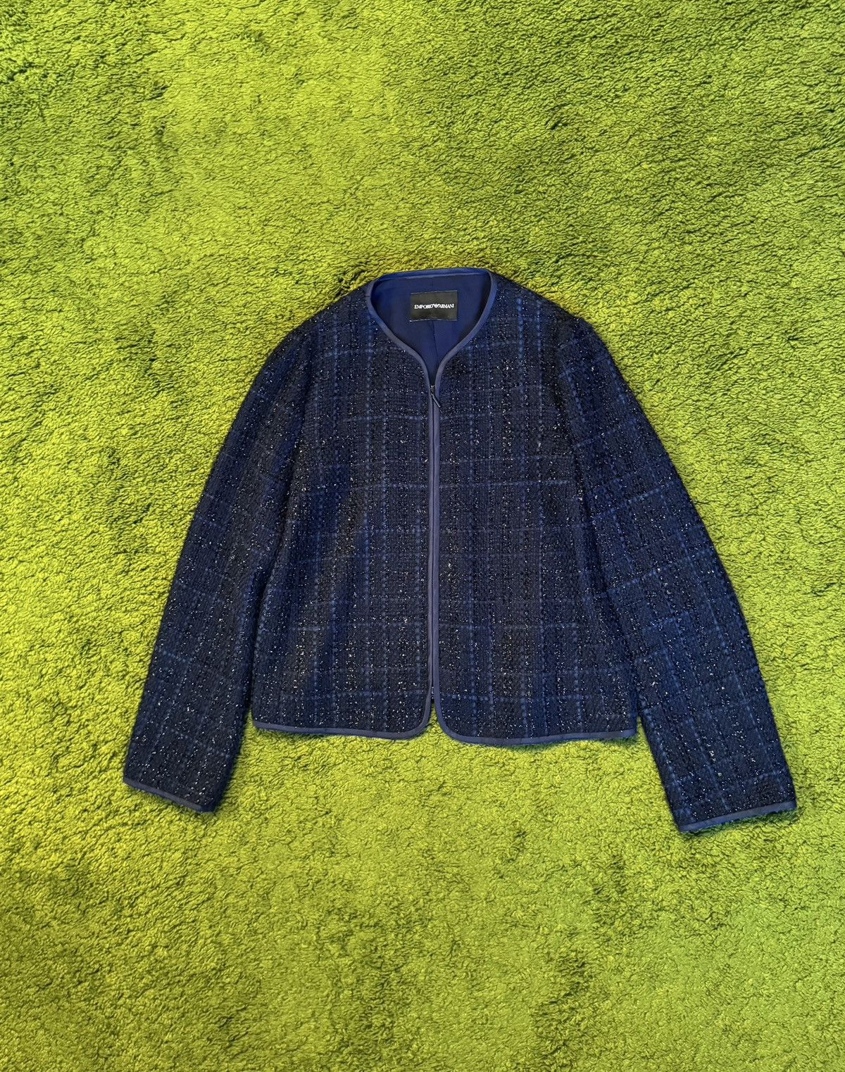 Emporio Armani luxury tweed zip blazer jacket