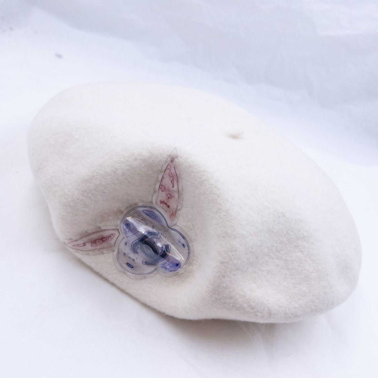 Chanel Vintage Chanel by Karl Lagerfeld Poppy Logo Wool Beret Hat Size ONE SIZE - 3 Thumbnail