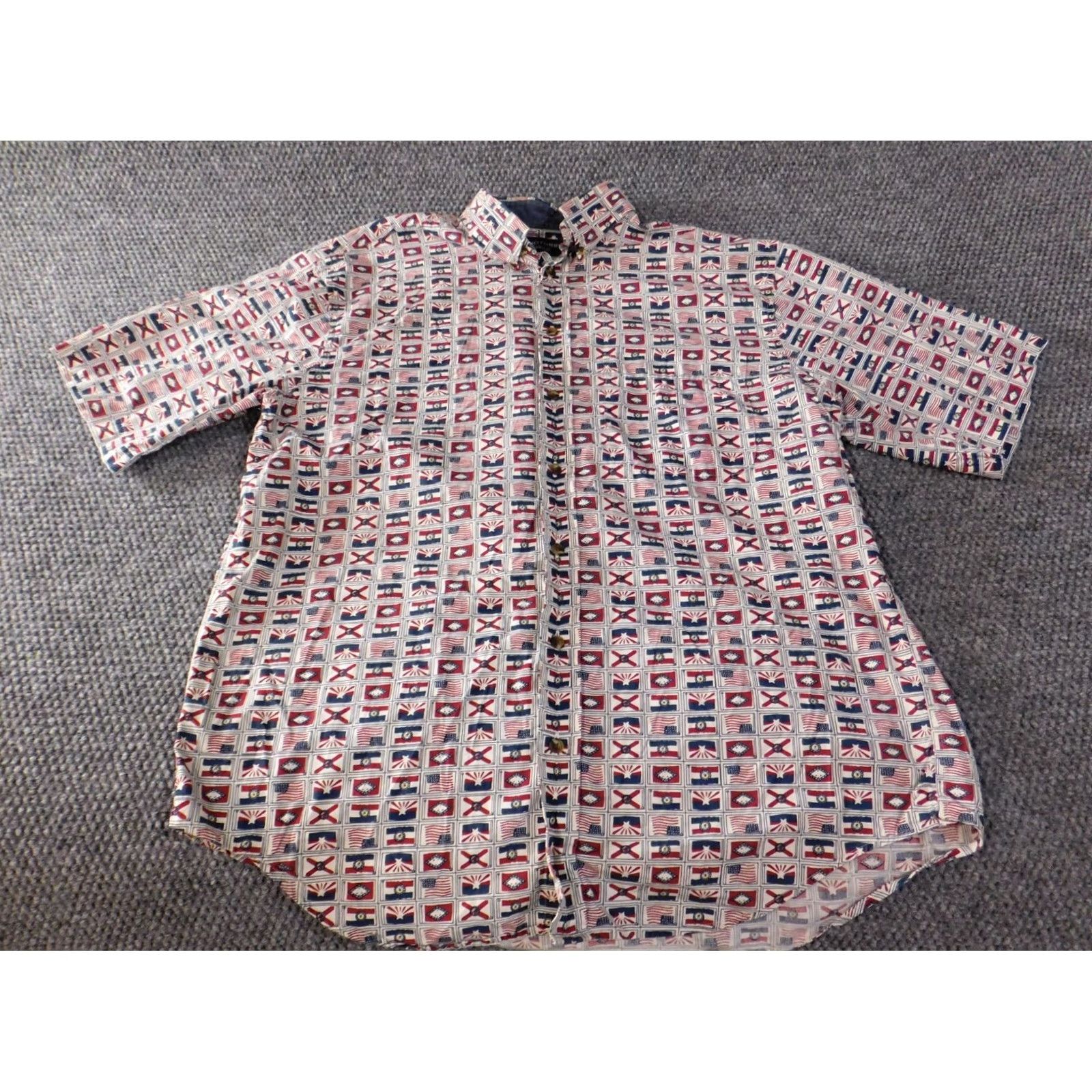 Roundtree & Yorke Roundtree & Yorke Mens Shirt Red Button-Down Casual Geometric Pattern Short Sleeve M Size US M / EU 48-50 / 2 - 2 Thumbnail