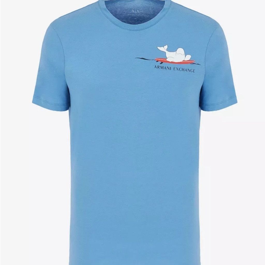 Armani Exchange Armani Exchange Surfing Whale Surfboard Blue Tee Shirt Med Size US M / EU 48-50 / 2 - 2 Thumbnail