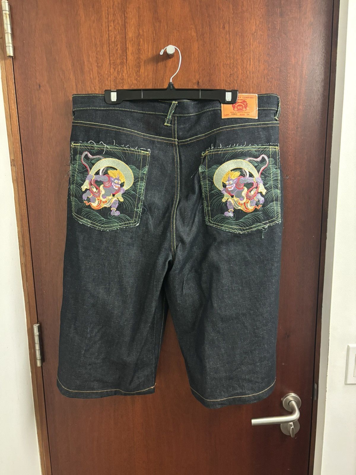 Red Monkey Red monkey indigo embroidered denim shorts/jorts 2000s Size US 38 / EU 54 - 1 Thumbnail