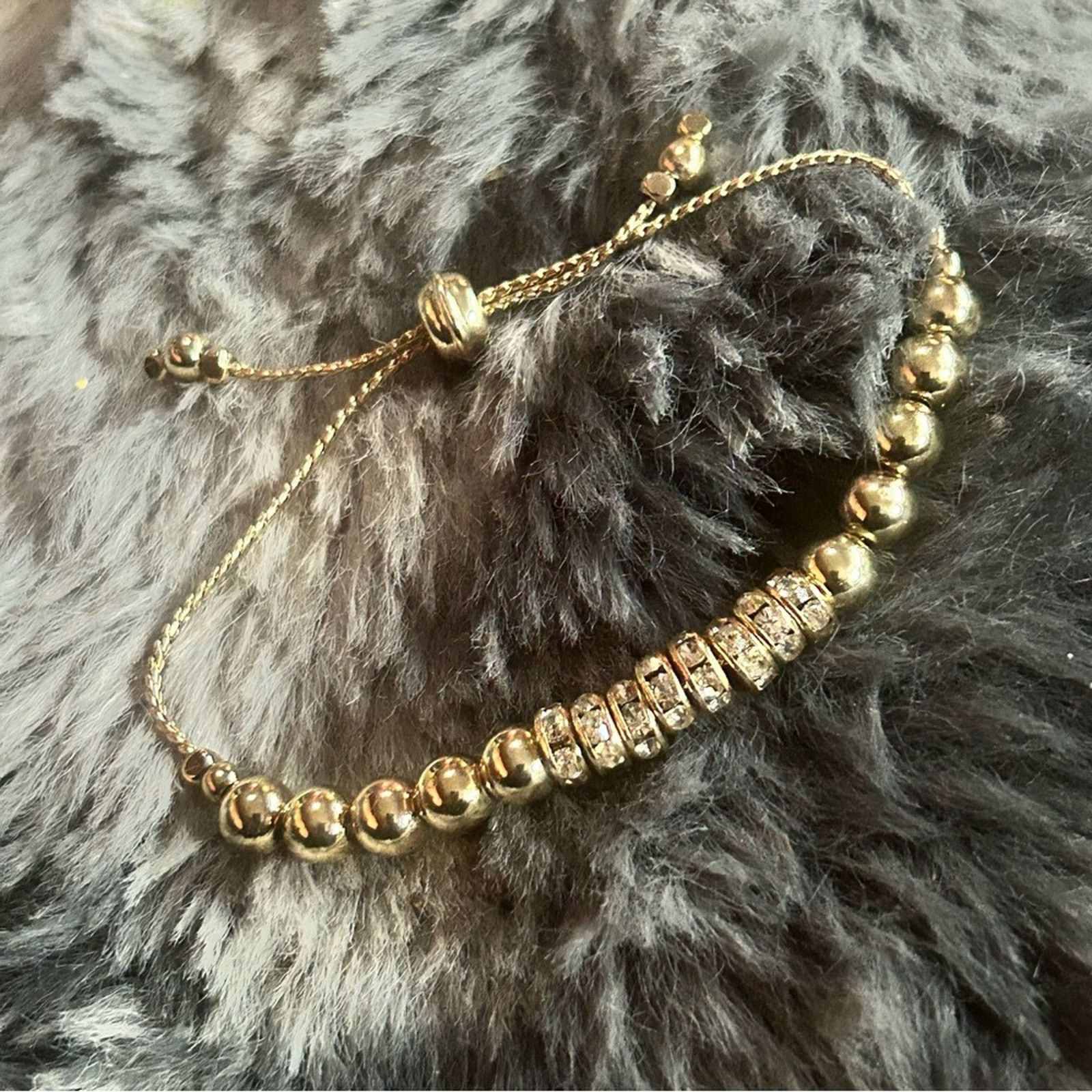 Jewelry Swarovski crystal rondelle gold ball slider bracelet Size ONE SIZE - 4 Thumbnail