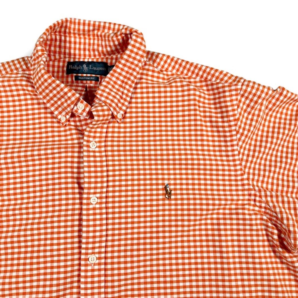Ralph Lauren VINTAGE Ralph Lauren Shirt Adult 2XL Orange White Gingham Check 90s Preppy Button-Down Collar Mens Size US XXL / EU 58 / 5 - 2 Thumbnail