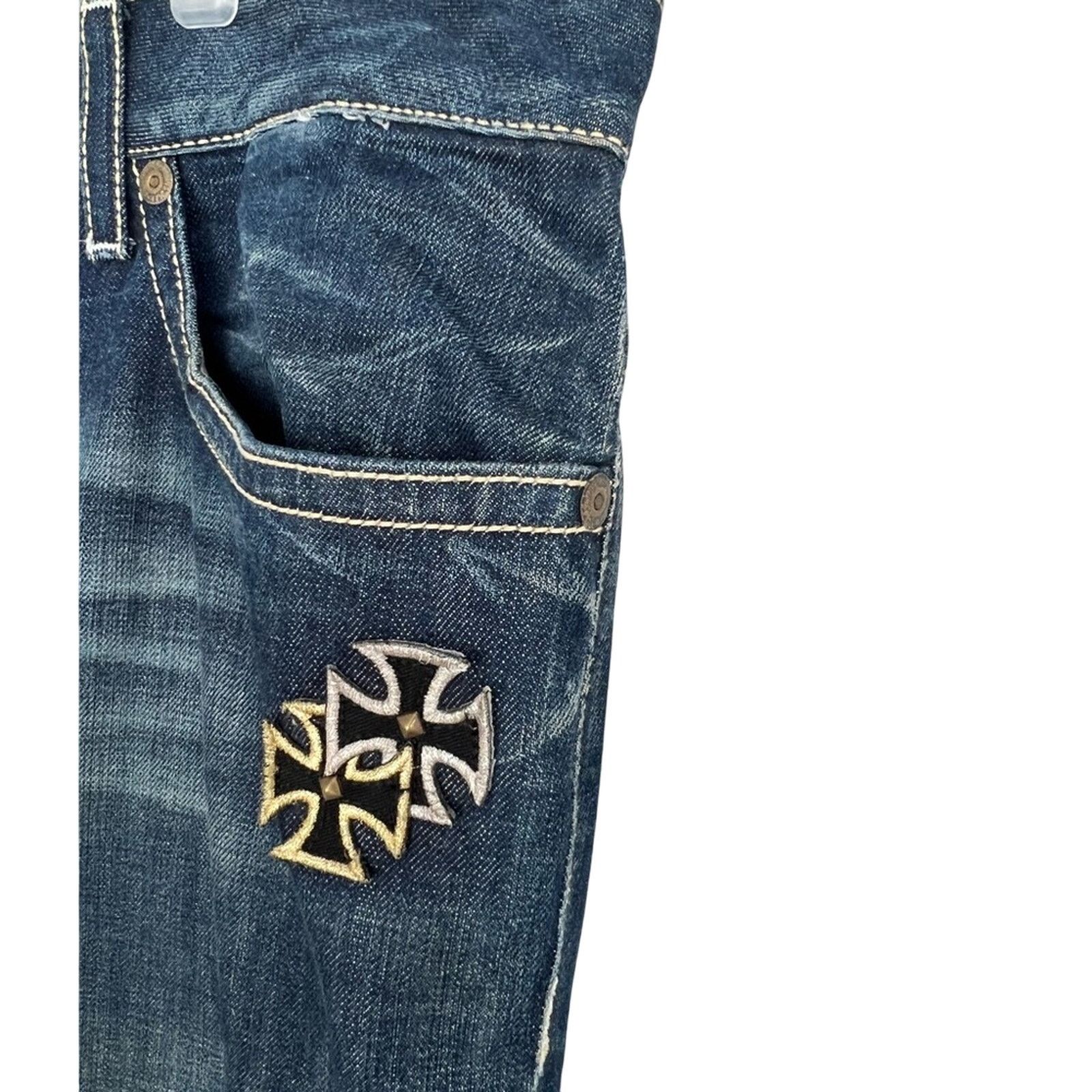 Robins Jeans Robin's Jean Blue Double Front Cross 42 Made in USA Rare 34 Size US 42 / EU 58 - 6 Thumbnail