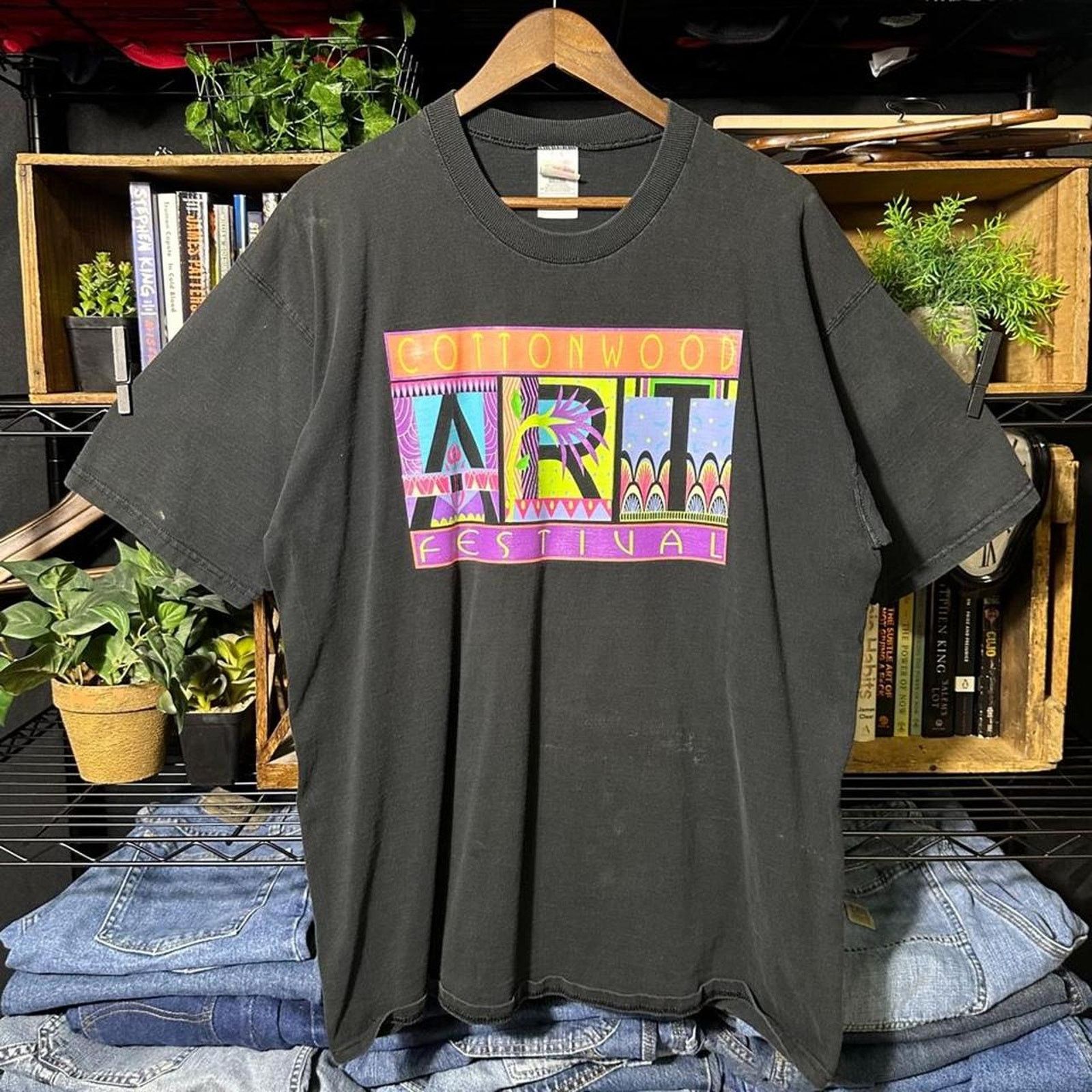 Fruit Of The Loom Vintage 90s Cottonwood Art Festival Tee Mens XL Black Shirt Size US XL / EU 56 / 4 - 1 Thumbnail
