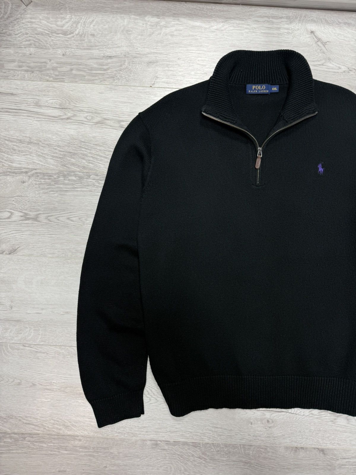 Polo Ralph Lauren Polo Ralph Lauren Black Half Zip Sweater Purple Pony Logo Size US XXL / EU 58 / 5 - 3 Thumbnail