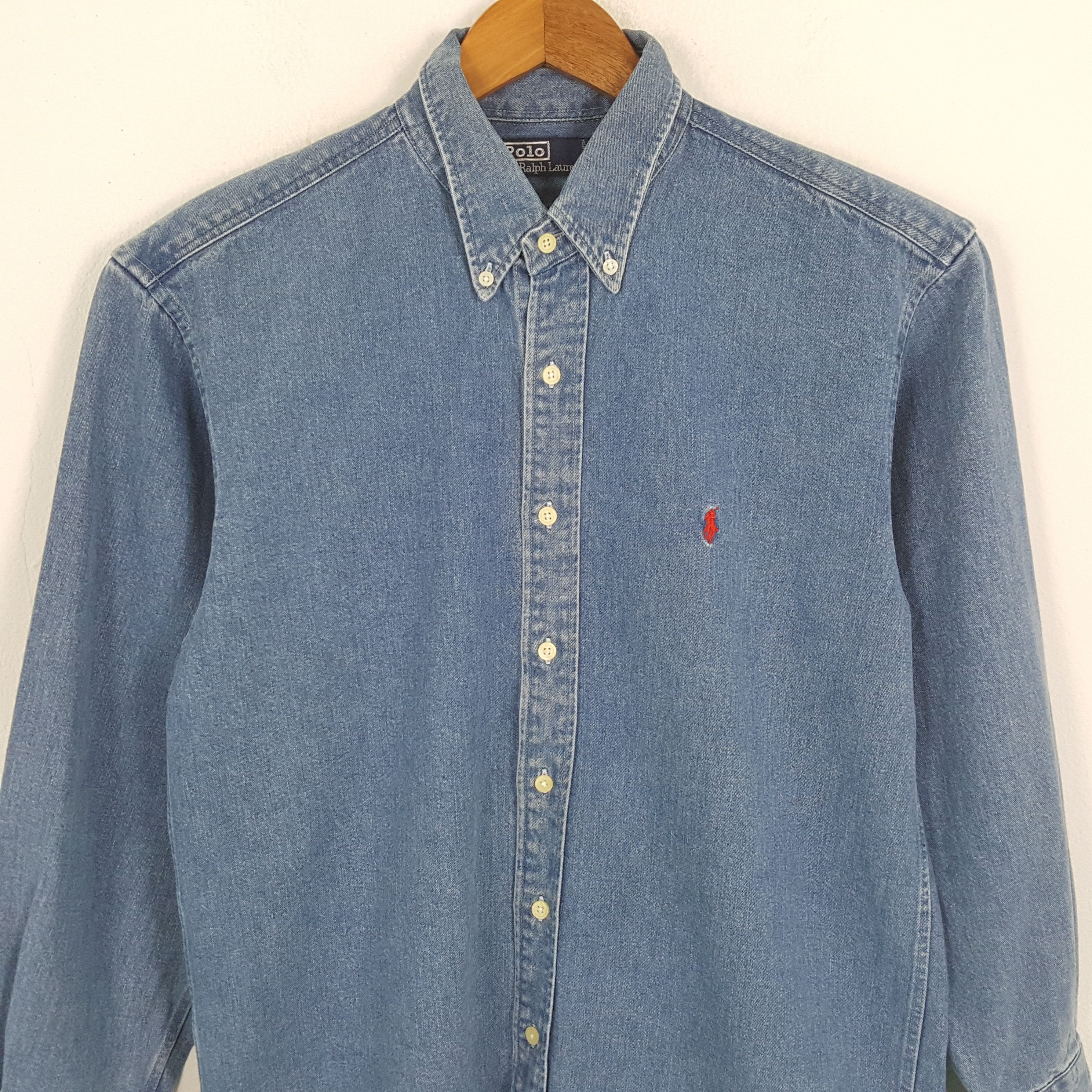Polo Ralph Lauren × Vintage Vintage POLO by RALPH LAUREN Small Pony Design Denim Shirts Size US L / EU 52-54 / 3 - 2 Thumbnail