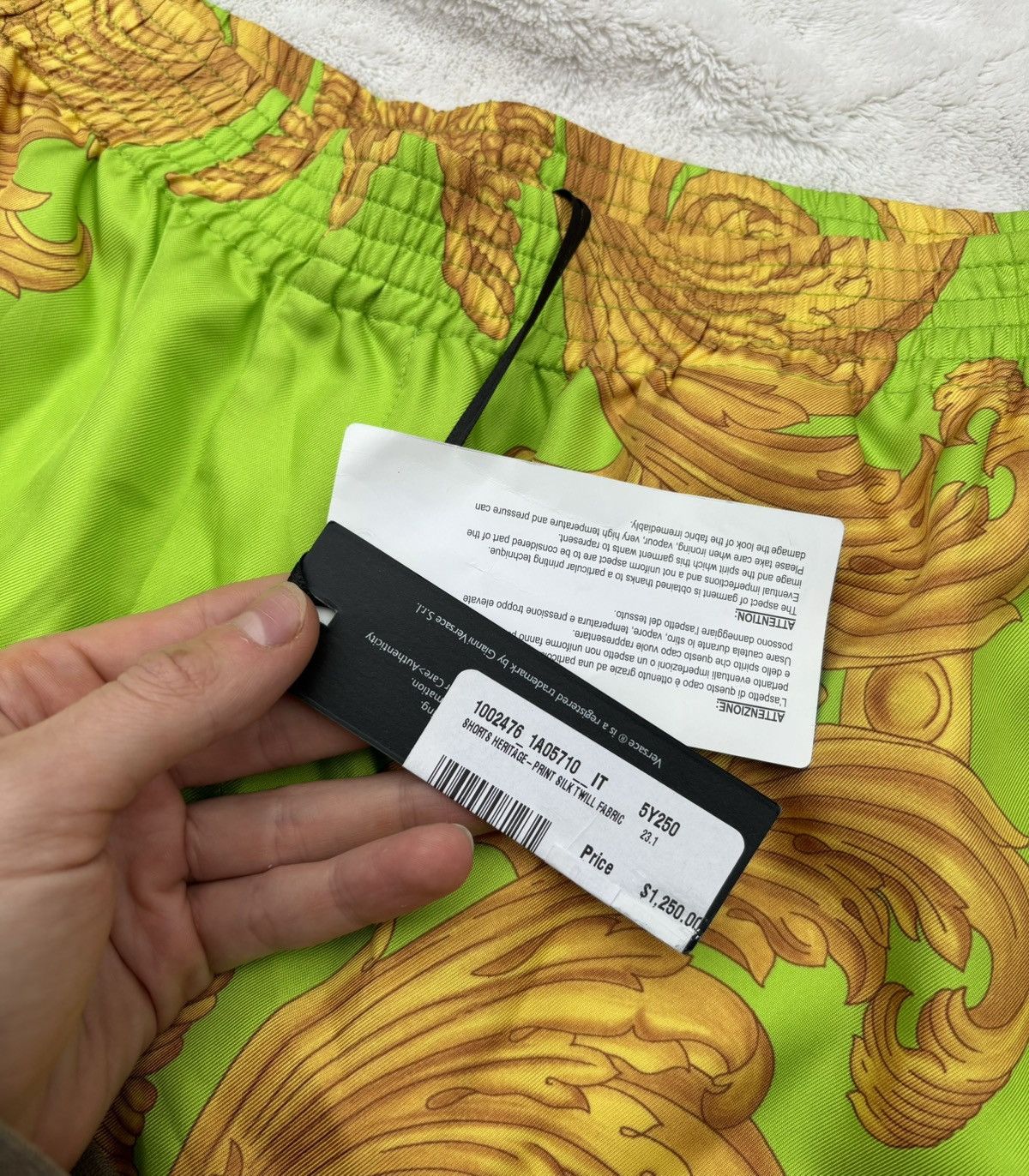Versace Versace Green/Gold Heritage Silk Shorts Size US 38 / EU 54 - 3 Thumbnail