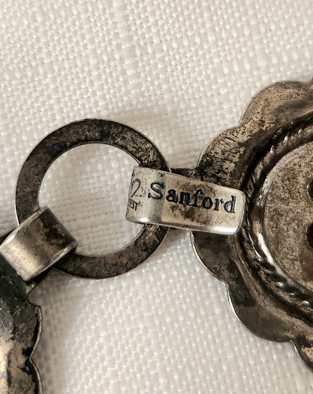 Other Sanford Sancrest R Concho Belt vtg Silver Patina color Natve Size ONE SIZE - 6 Thumbnail