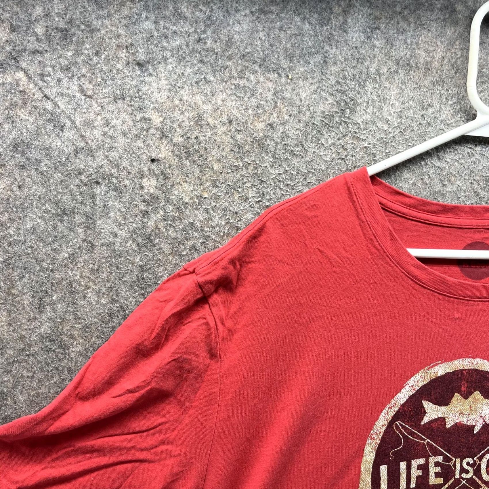 Life is Good Life Is Good Shirt Mens XL Red Short Sleeve Crew Neck Graphic Keep It Reel Outdoors Fishing Size US XL / EU 56 / 4 - 5 Thumbnail