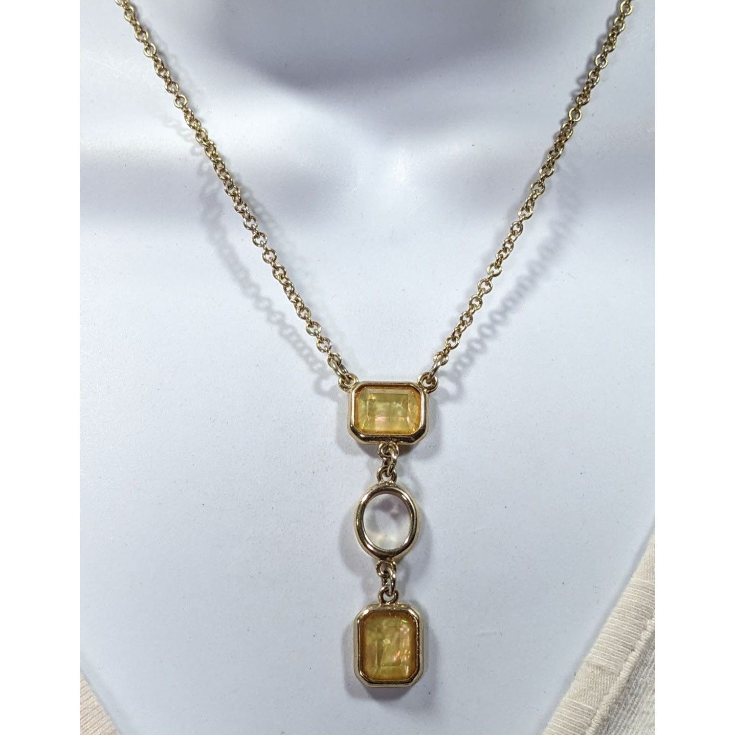 Other Elegant Glam Yellow Gemmed Gold Tone Y Drop Necklace Size ONE SIZE - 5 Thumbnail