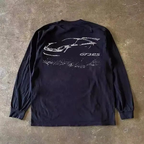 Japanese Brand Black casual retro GTR car pattern long sleeve t-shirt Size US L / EU 52-54 / 3 - 1 Thumbnail