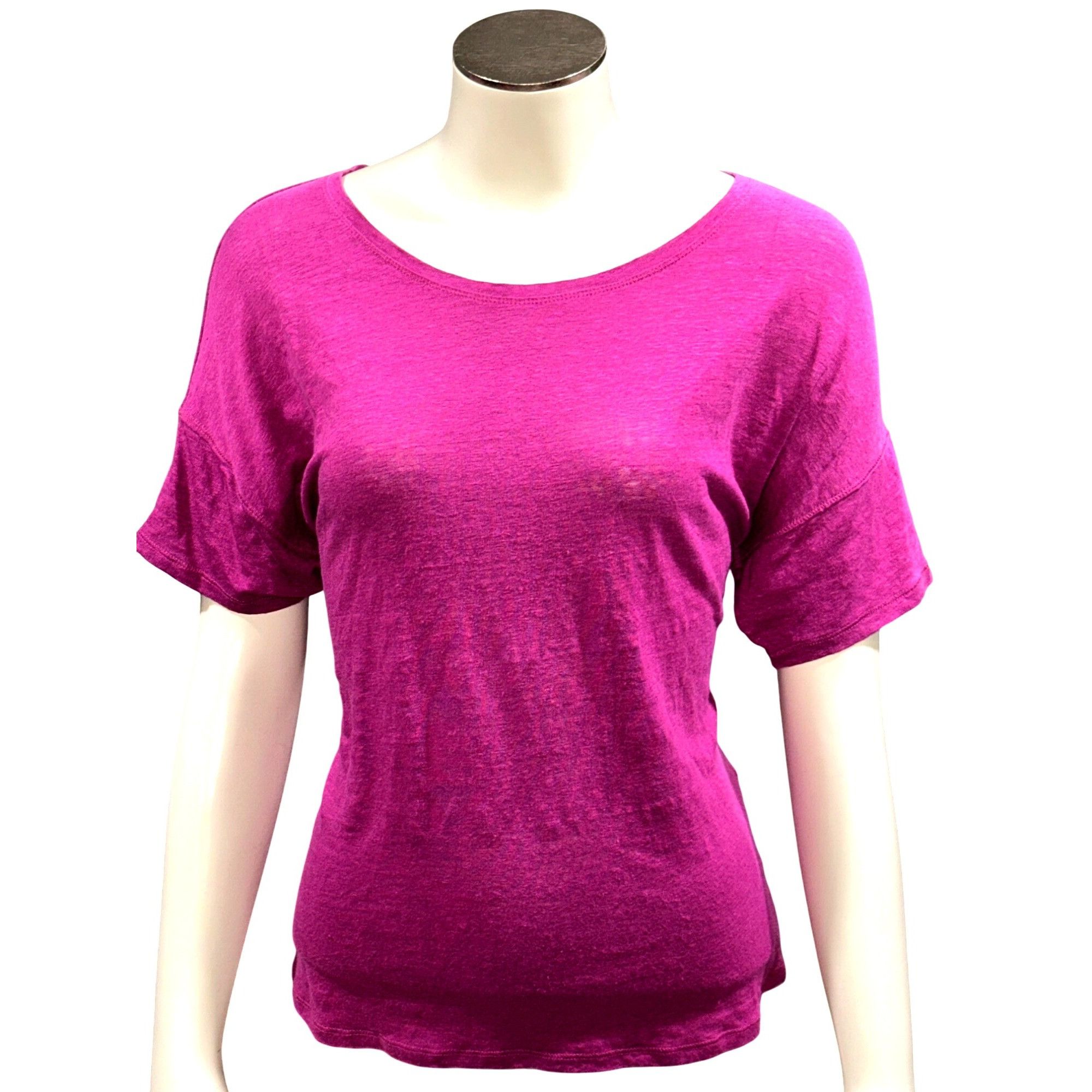 Chicos Chicos Pink Puff Sleeve Slub Tee Top Linen Classic Fit Size Size M / US 6-8 / IT 42-44 - 1 Thumbnail