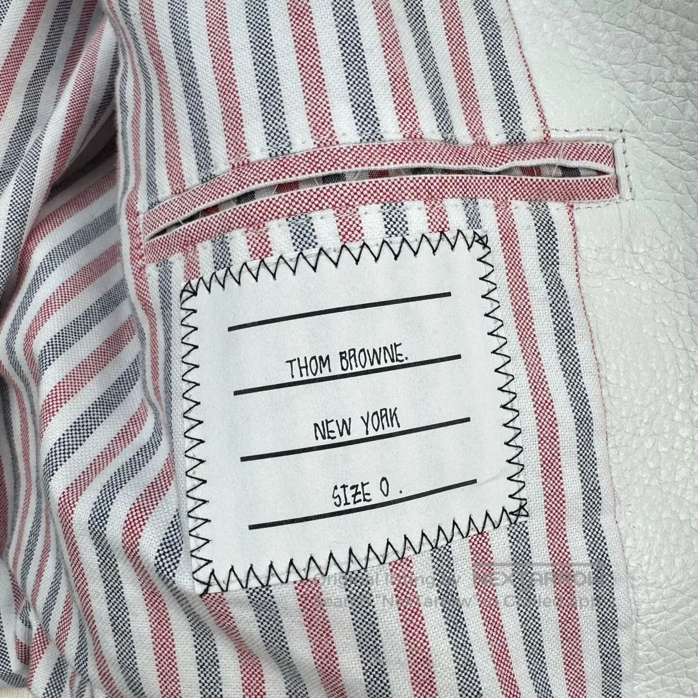 Thom Browne Thom Browne Embroidered Leather Baseball Jacket. Size US XXS / EU 40 - 5 Thumbnail