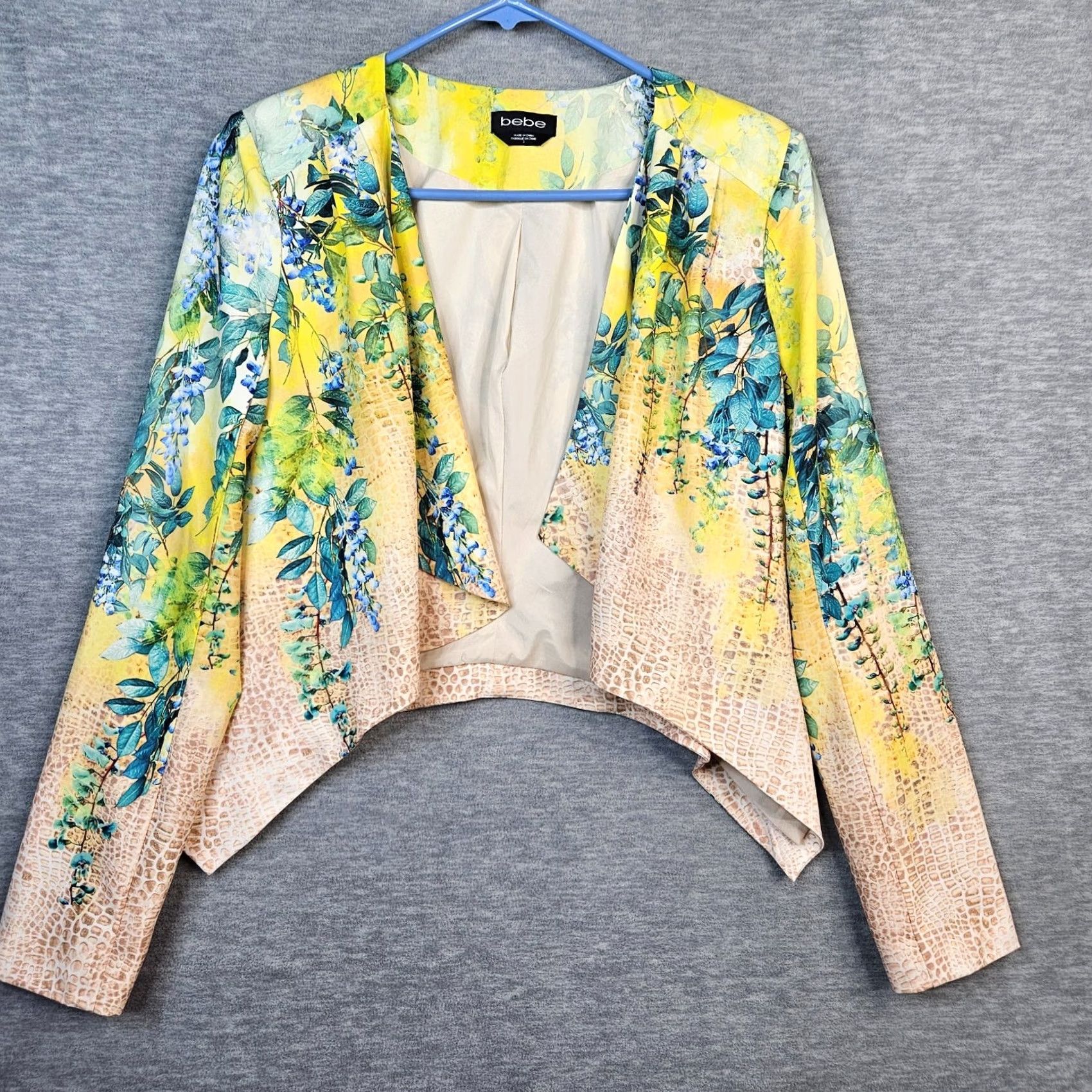 Bebe Bebe Women Blazer Shirt Cardigan Light Weight Open Front Tropical Pattern Multicolor Size 2 Size XS / US 0-2 / IT 36-38 - 2 Thumbnail