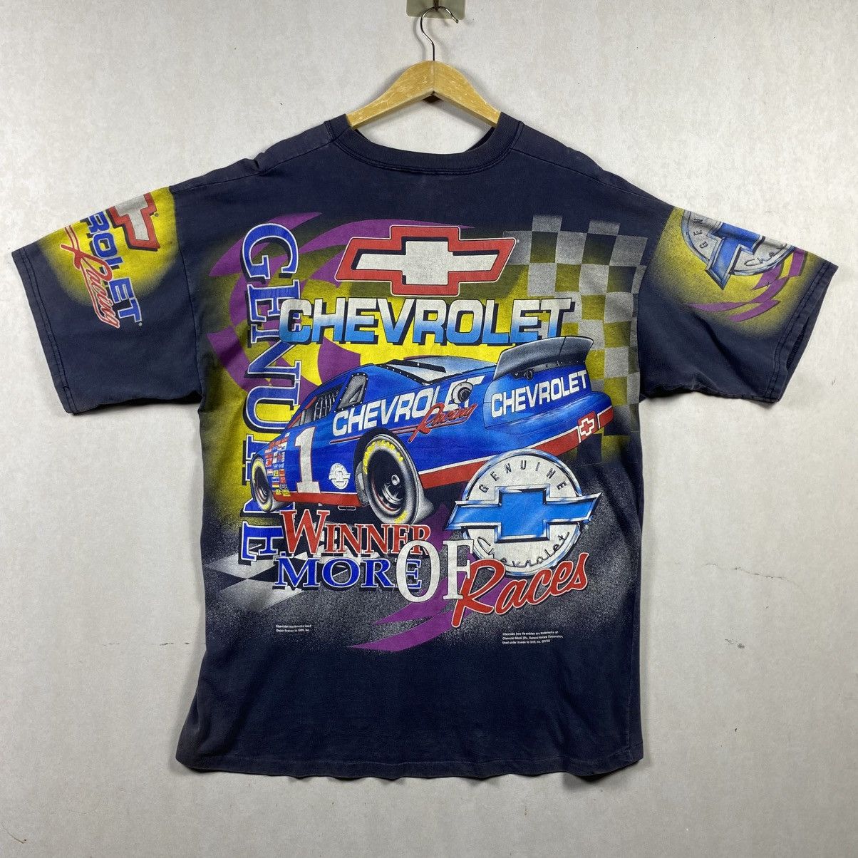 NASCAR × Vintage Vintage Chevrolet Racing All Over Print T-Shirt L 90’s 2XL Size US XXL / EU 58 / 5 - 9 Thumbnail
