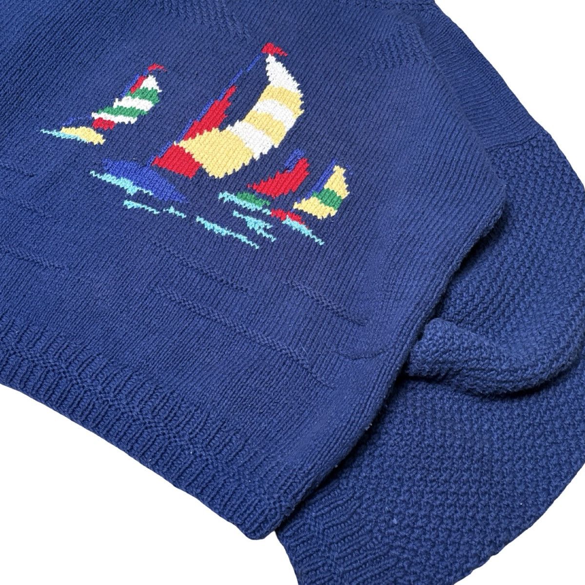 Club Room Vintage 90s HandKnit Sailbot Yacht Sweater Navy PRL Style XL Size US XL / EU 56 / 4 - 2 Thumbnail
