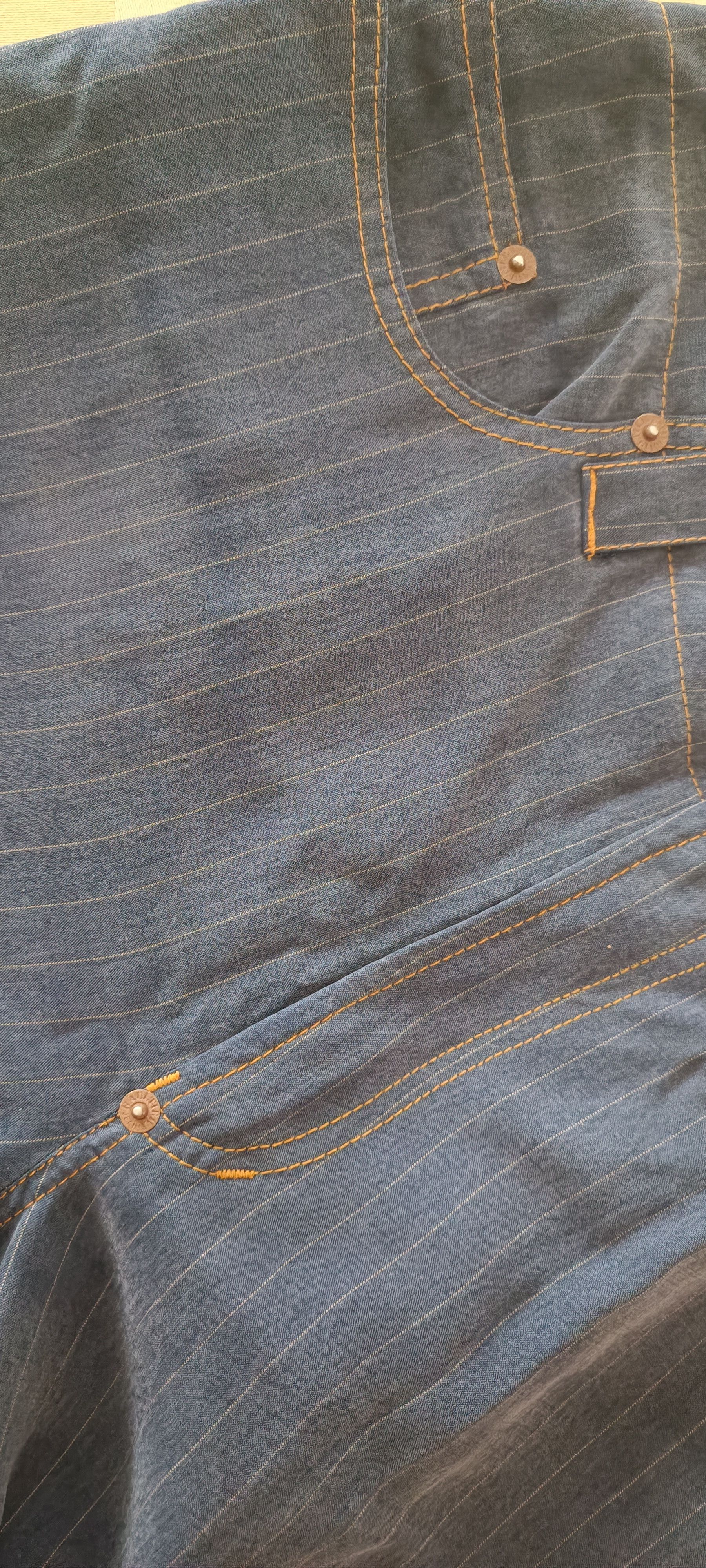 Jean Paul Gaultier Grayish blue pants with fine white vertical stripes Size 27" / US 4 / IT 40 - 9 Thumbnail