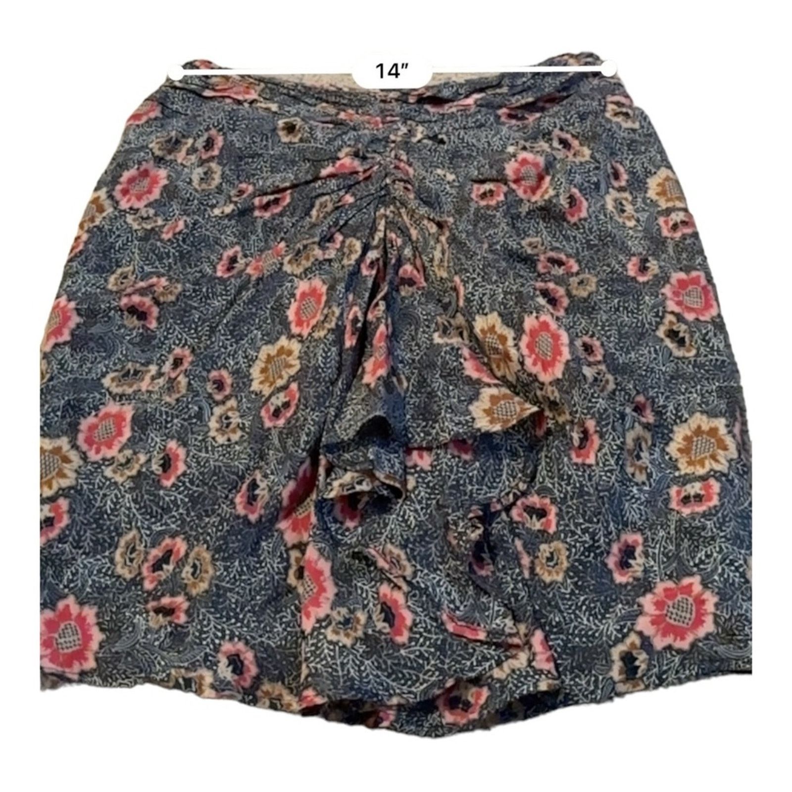 Isabel Marant Isabel Marant Etoile Sevan Floral Print Ruched Mini Skirt Size 28" / US 6 / IT 42 - 8 Thumbnail