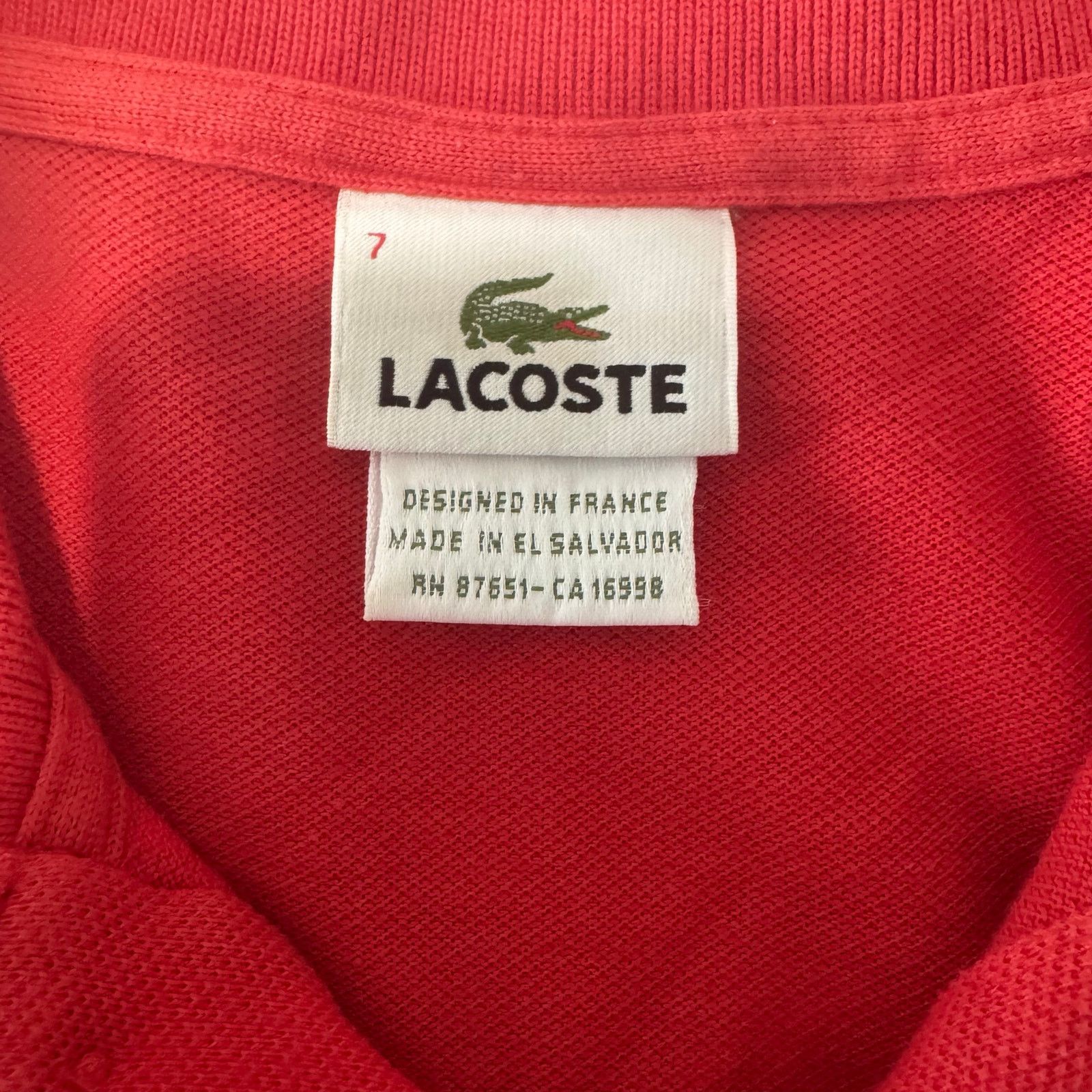 Lacoste Lacoste Early 2000's Mens Alligator Polo Shirt 7 US 2XL Red Size US XXL / EU 58 / 5 - 3 Thumbnail