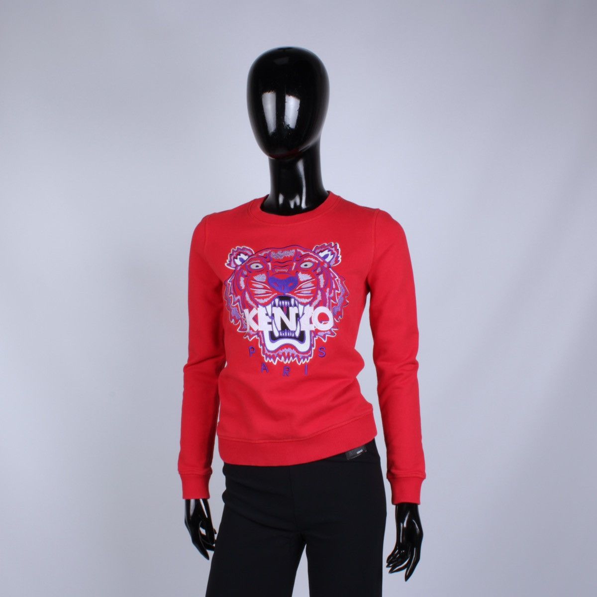 Kenzo KENZO Paris Tiger Embroidered Red Sweatshirt Pullover Size XS / US 0-2 / IT 36-38 - 1 Thumbnail