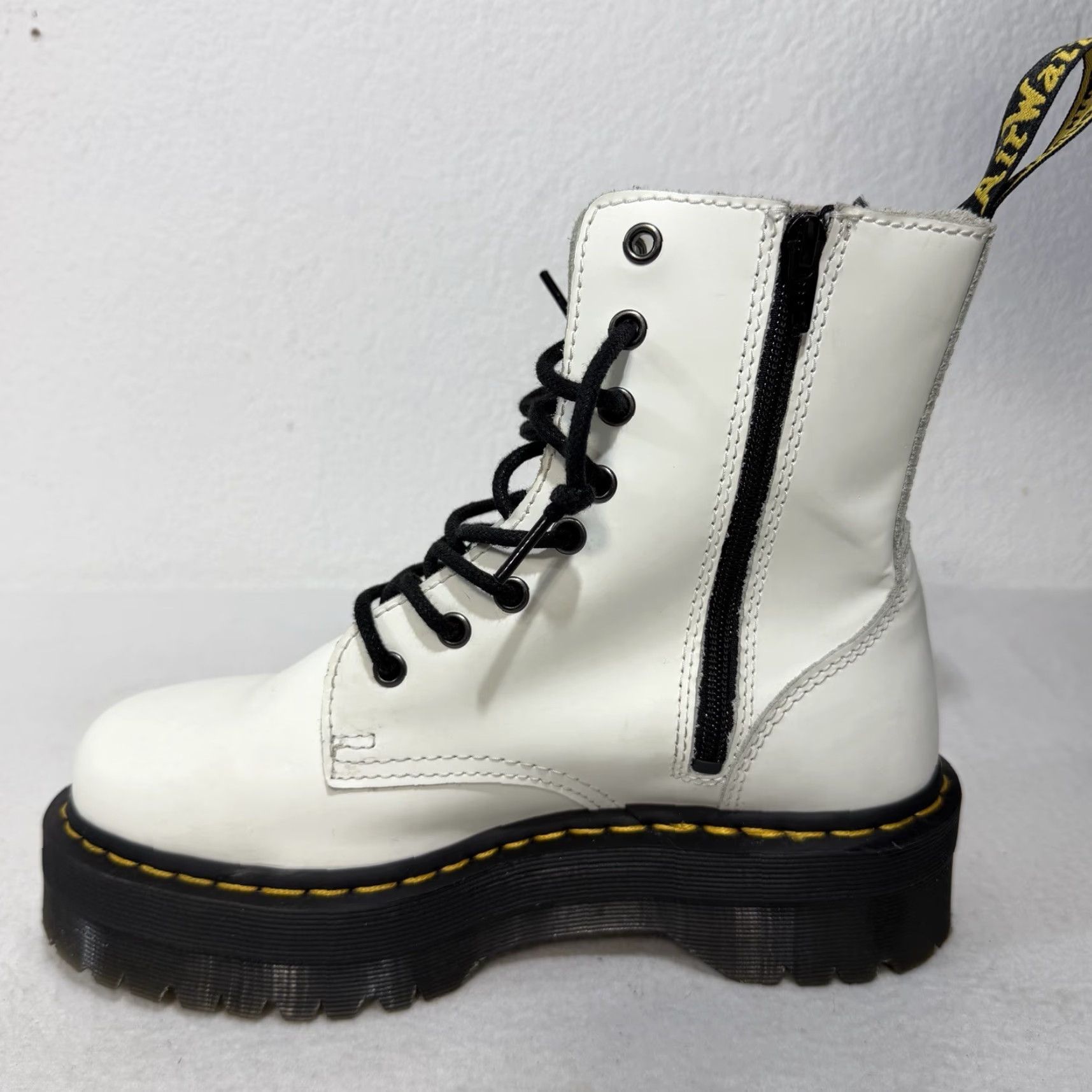 Dr. Martens Dr. Martens Jadon White Platform 8 Eye Boots US 8 M / UK 6 / EU 41 Womens Stain Size US 6 / IT 36 - 7 Thumbnail