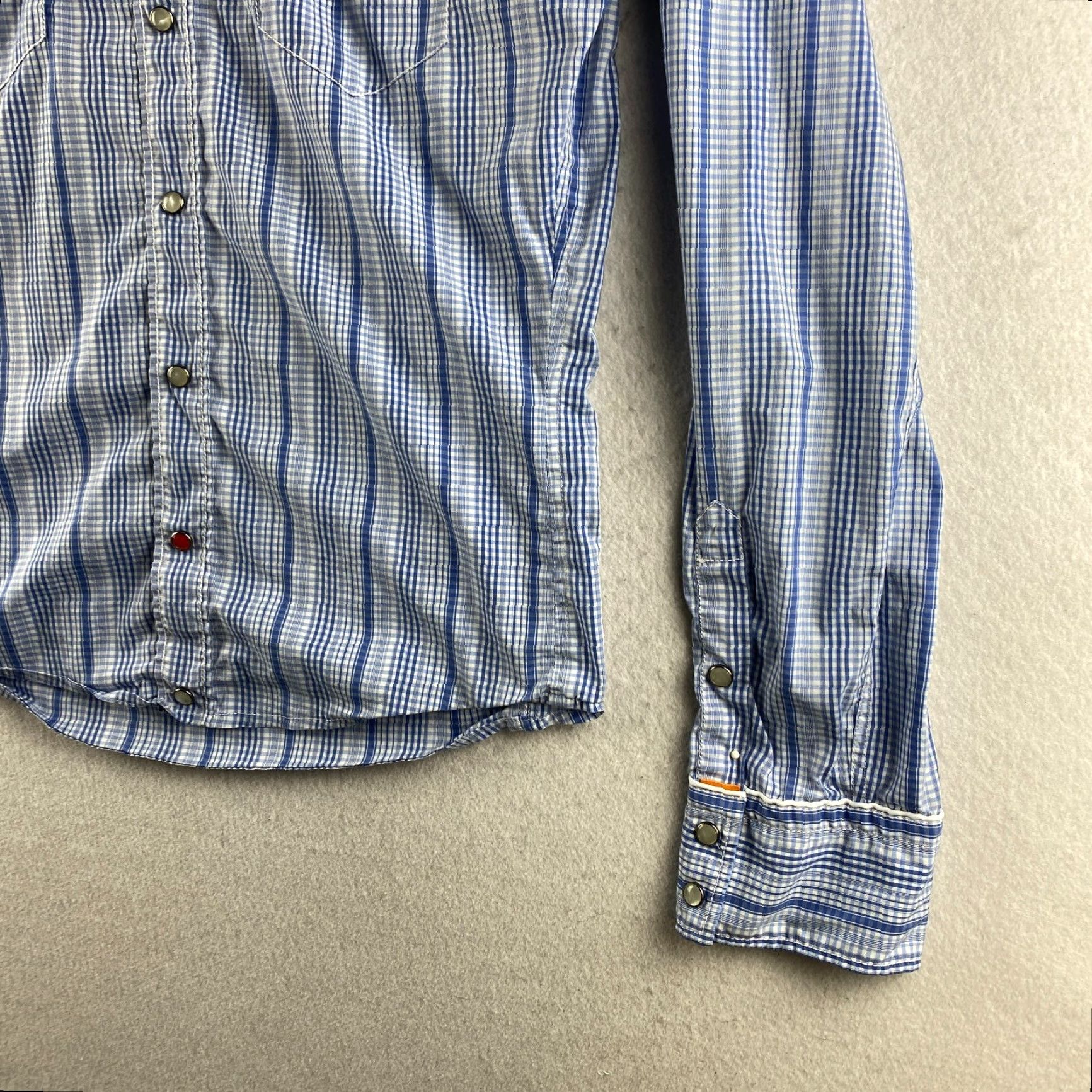 Hugo Boss HUGO BOSS Shirt Mens XL Blue Button-Up Western Stripe Pockets Size XL / US 12-14 / IT 48-50 - 6 Thumbnail